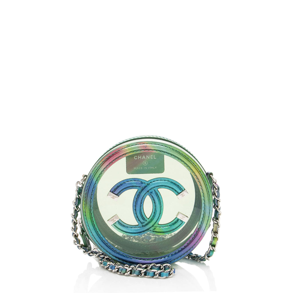 Chanel PVC Rainbow CC Filigree Round Clutch with Chain