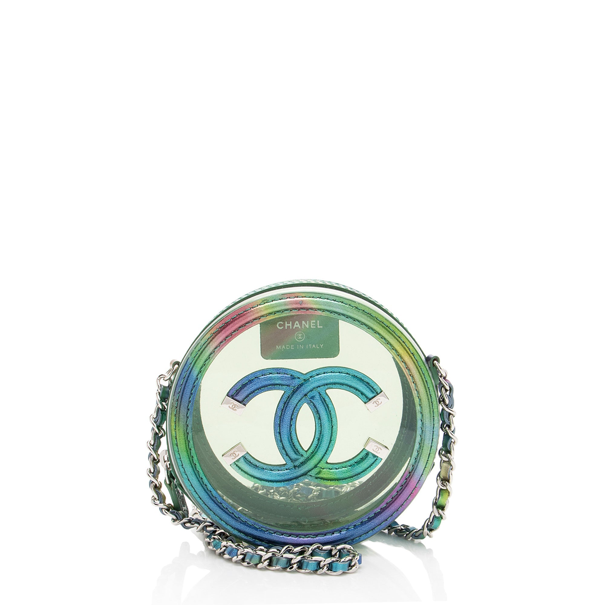 Chanel PVC Rainbow CC Filigree Round Clutch with Chain