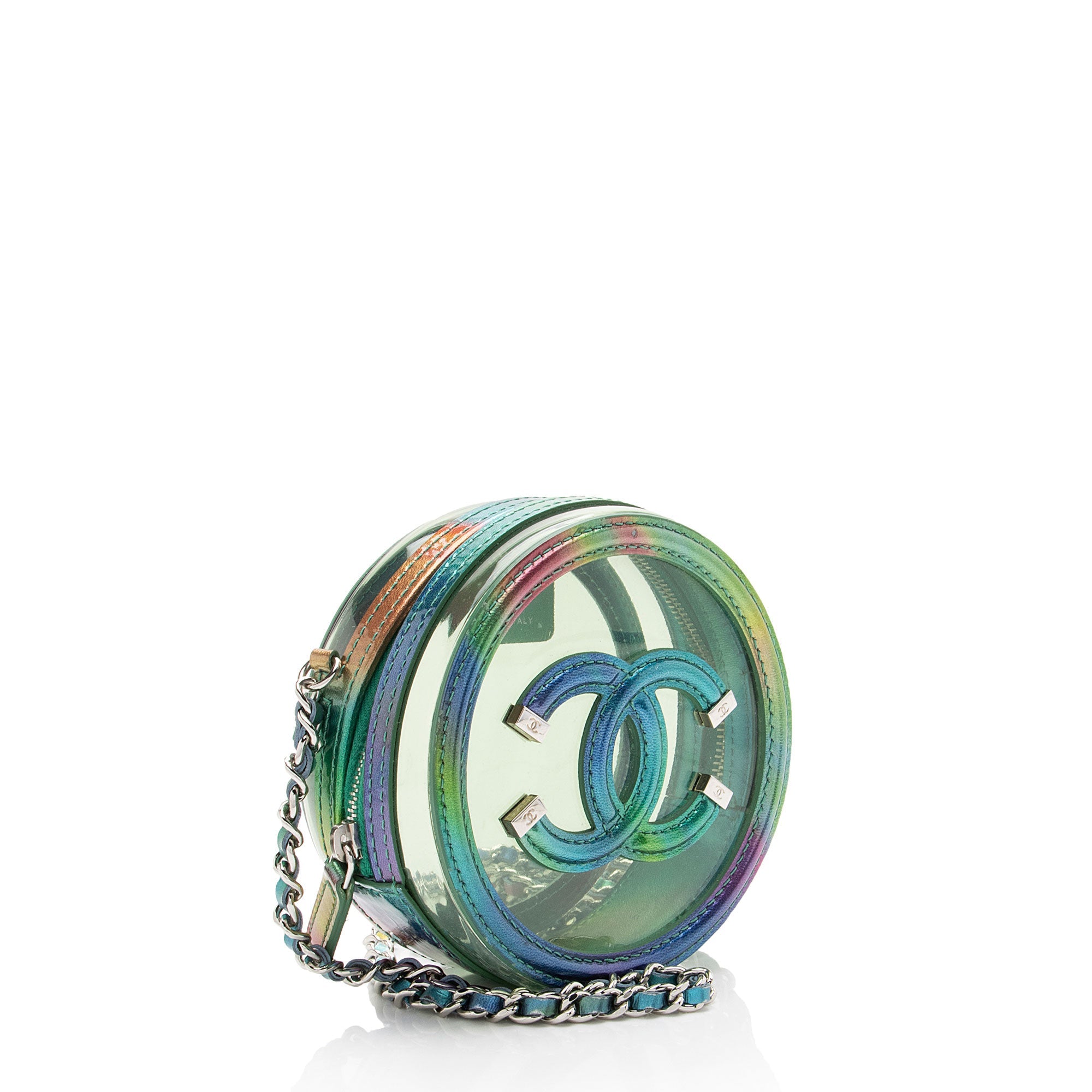 Chanel PVC Rainbow CC Filigree Round Clutch with Chain