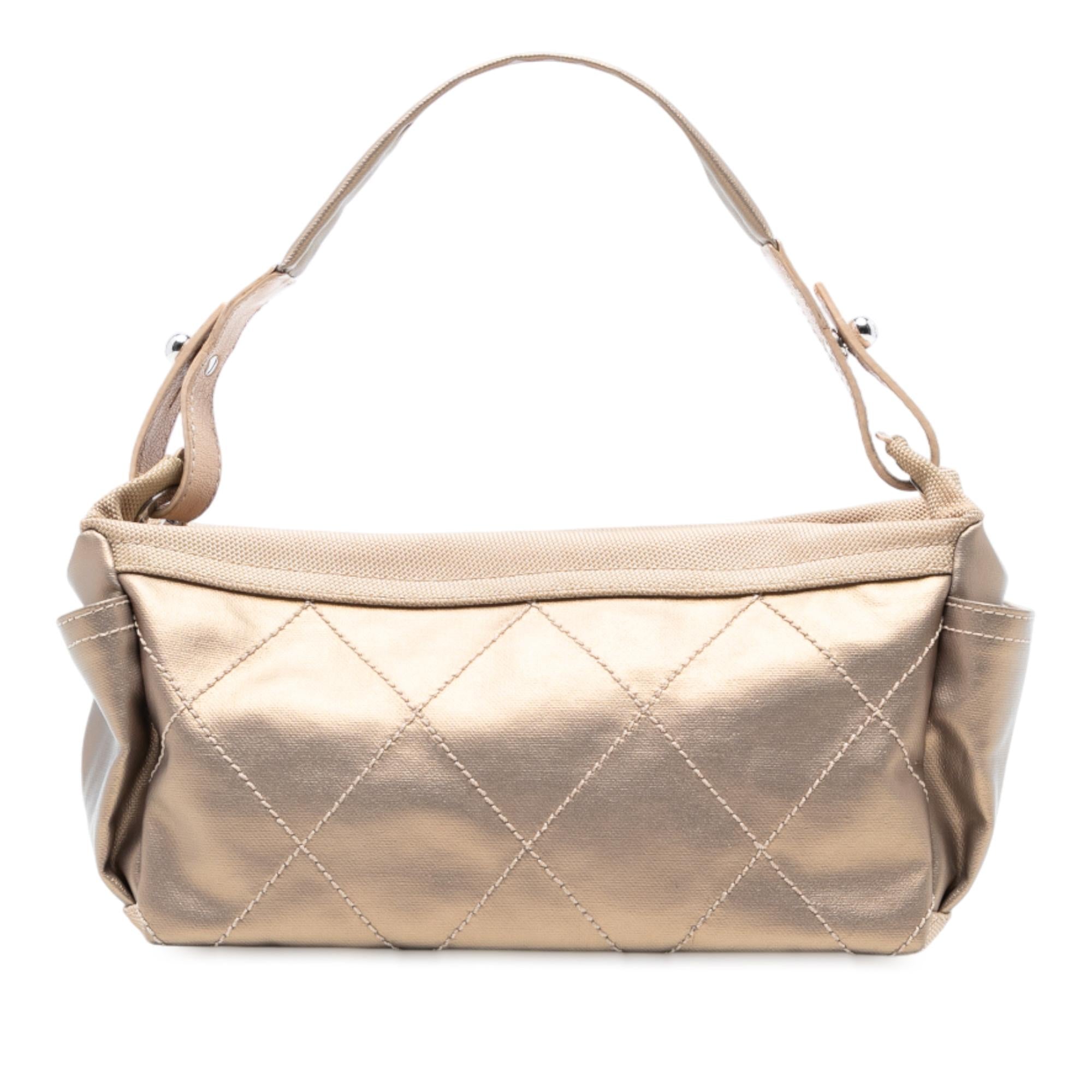 Chanel Paris Biarritz Quilted Coated Canvas Handbag