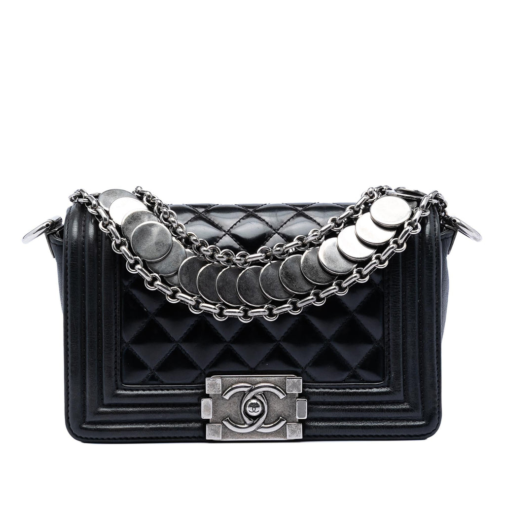 Chanel Paris Bombay Small Quilted Patent Medallion Embellished Boy Flap