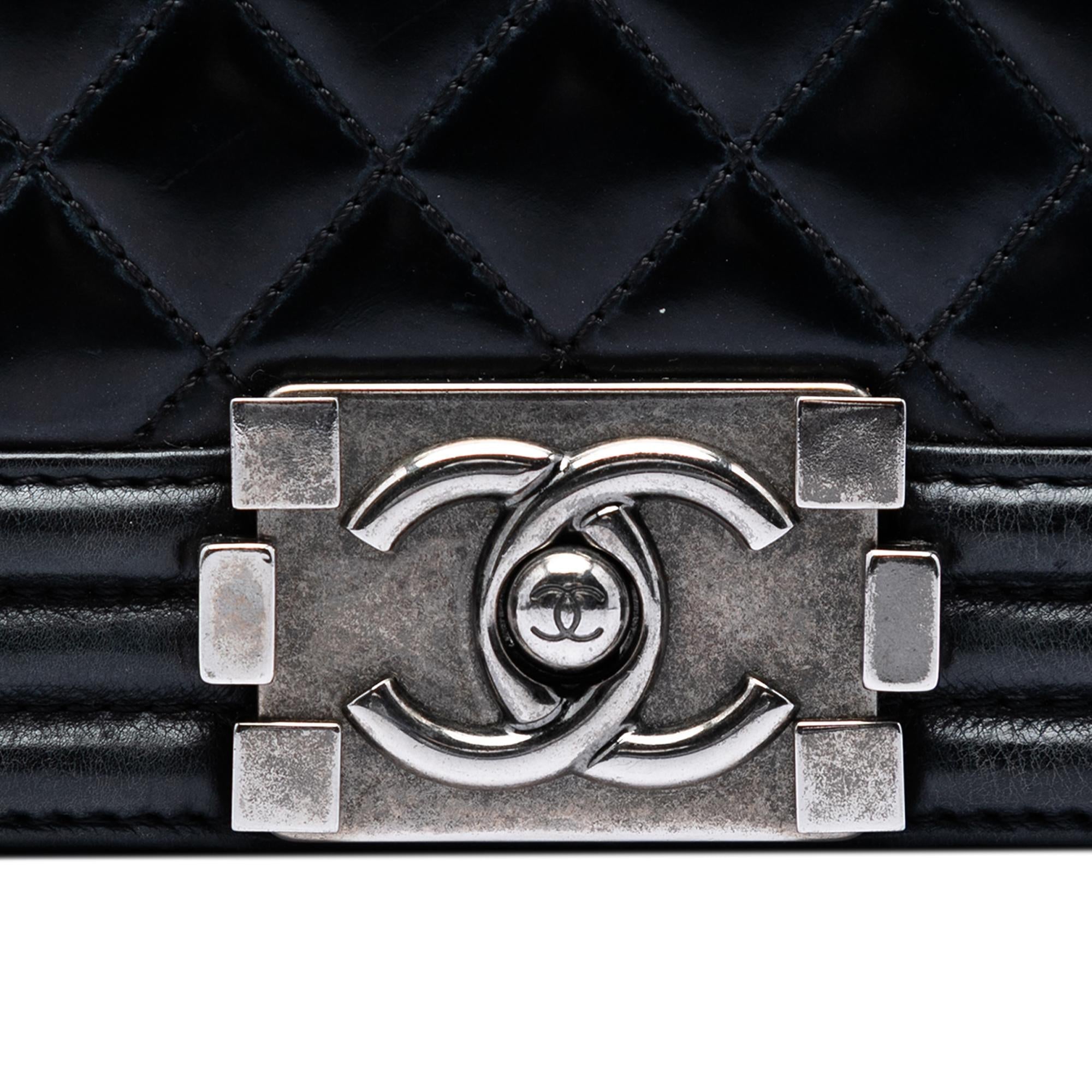 Chanel Paris Bombay Small Quilted Patent Medallion Embellished Boy Flap