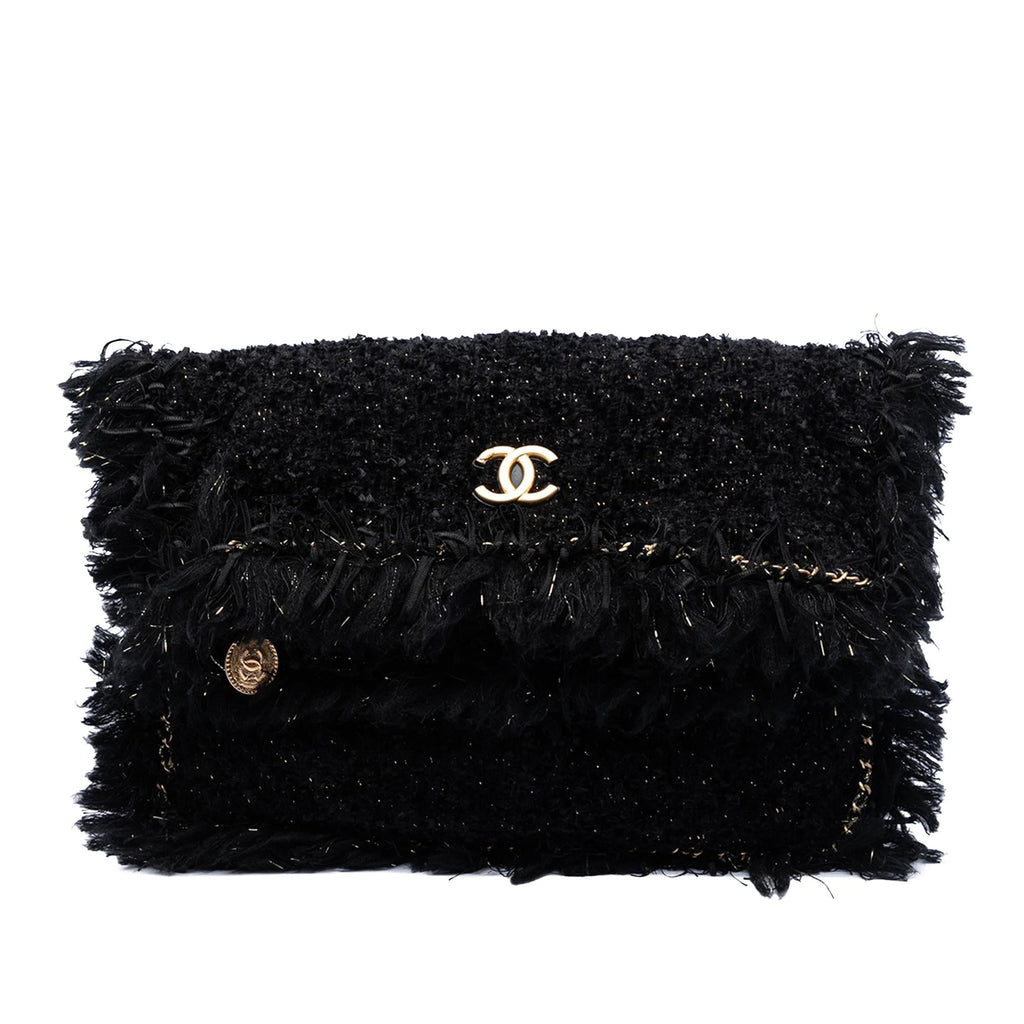 Chanel Paris Cosmopolite Tweed Fringe Clutch