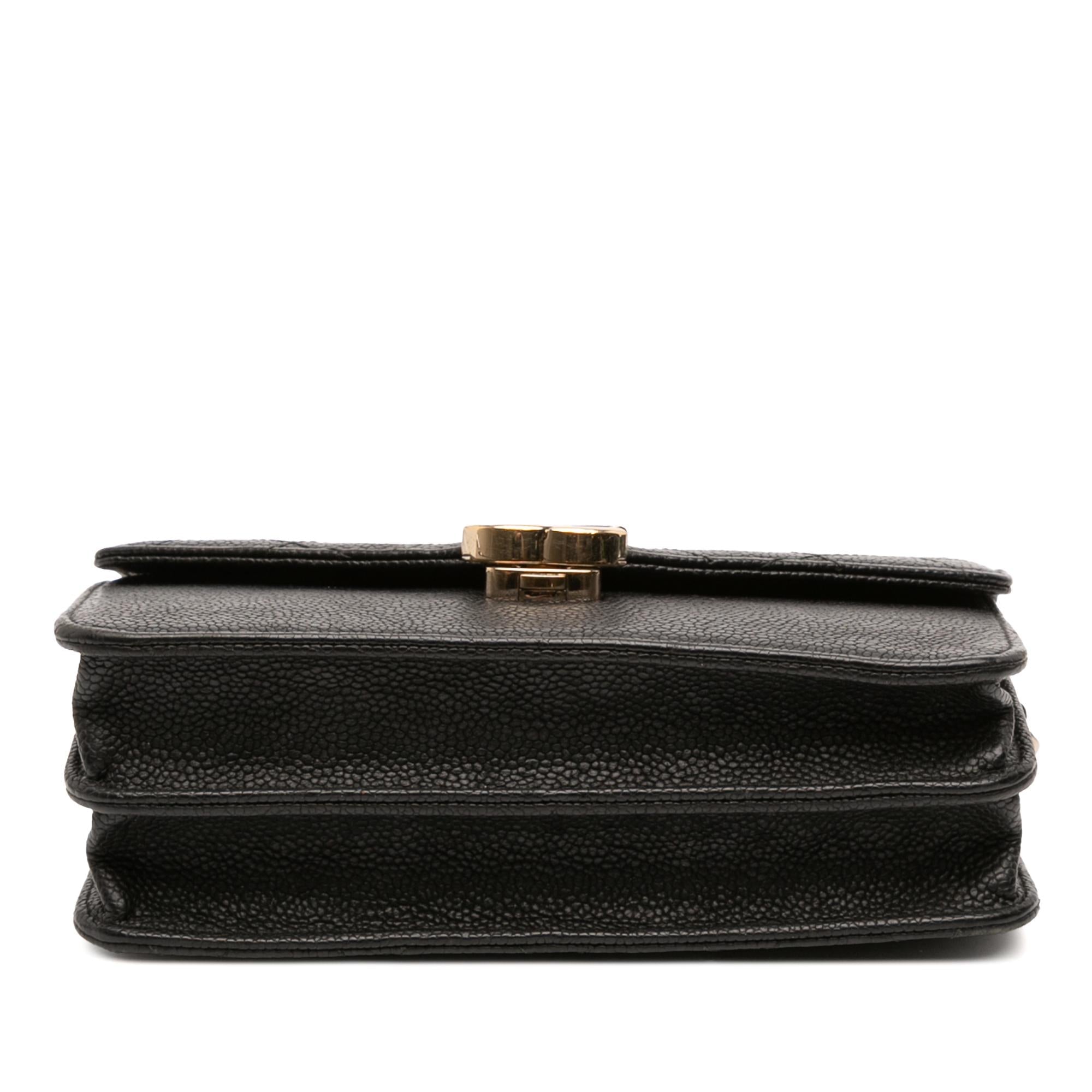Chanel Paris Cuba Square Quilted Caviar Thread Around Wallet On Chain