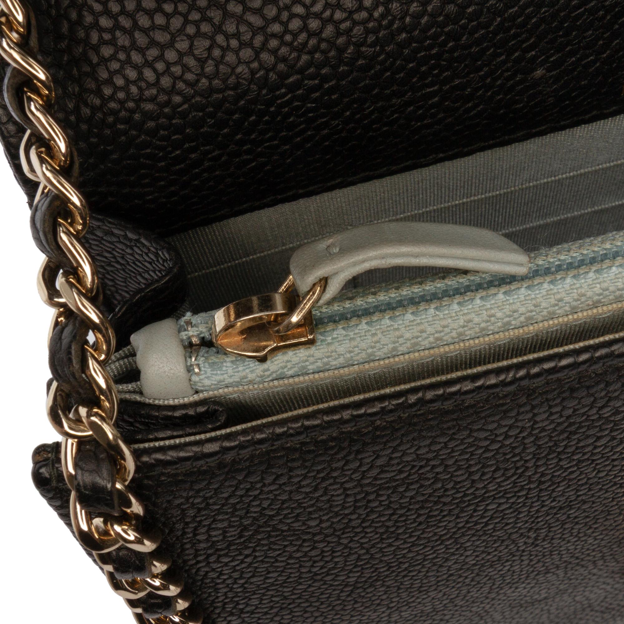Chanel Paris Cuba Square Quilted Caviar Thread Around Wallet On Chain