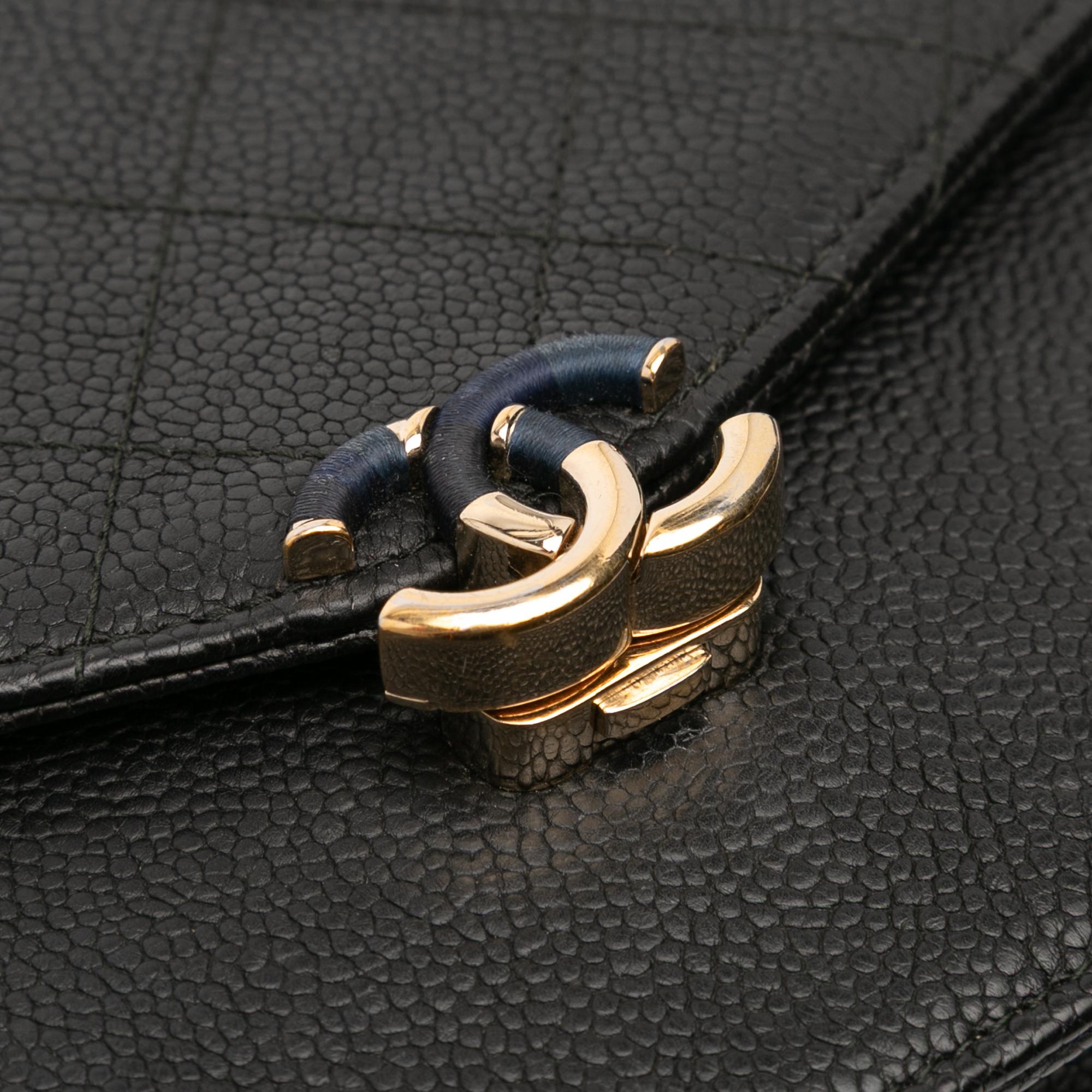 Chanel Paris Cuba Square Quilted Caviar Thread Around Wallet On Chain