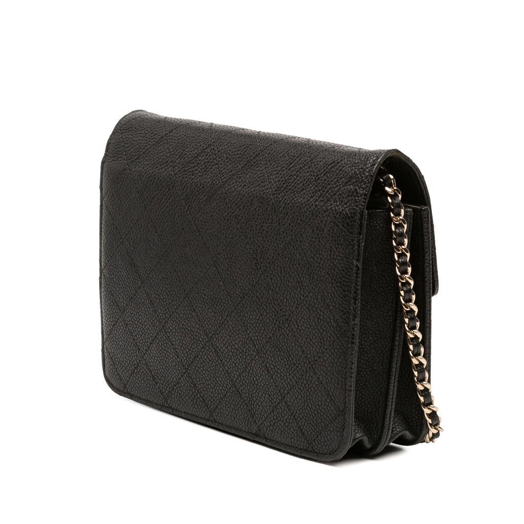 Chanel Paris Cuba Square Quilted Caviar Thread Around Wallet On Chain