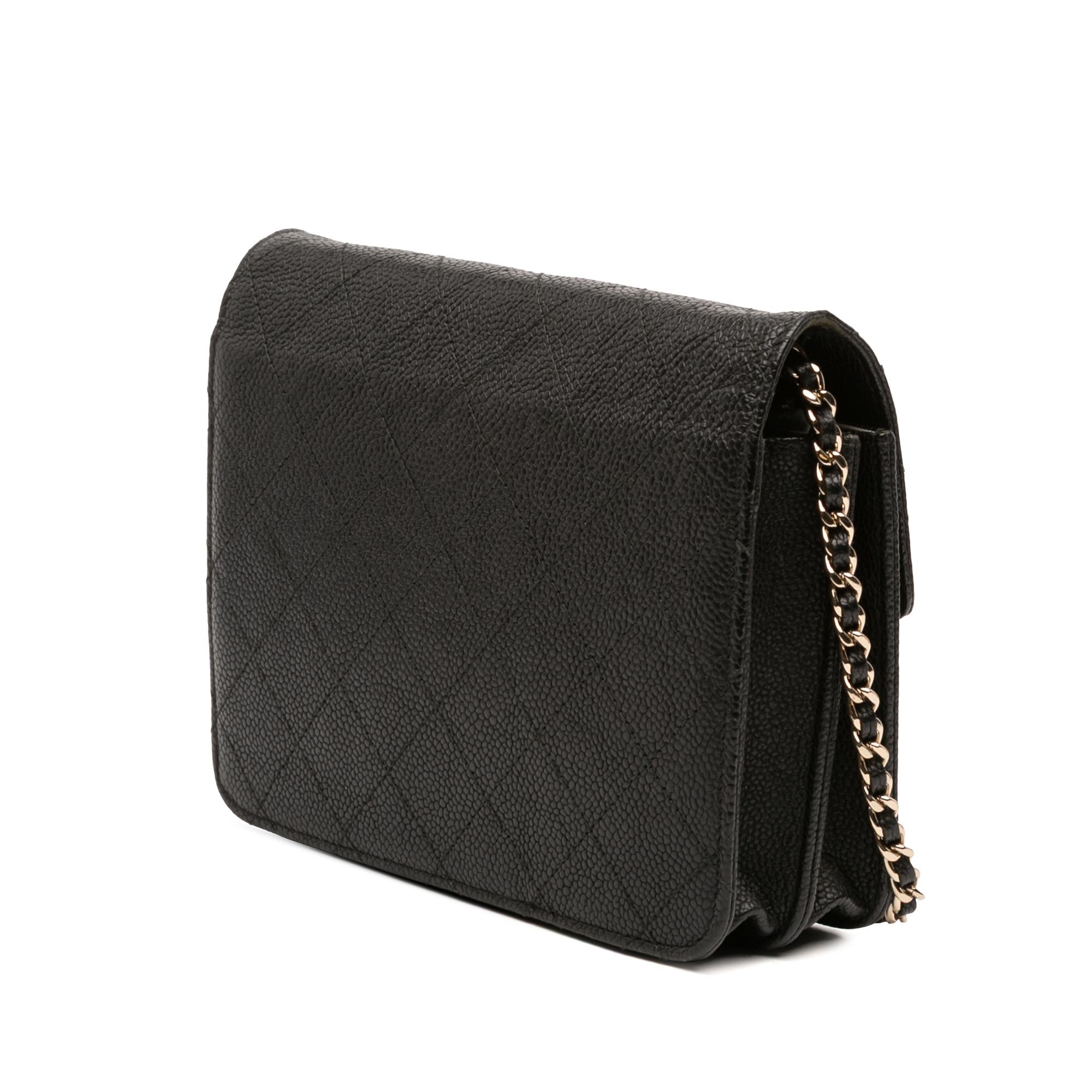 Chanel Paris Cuba Square Quilted Caviar Thread Around Wallet On Chain