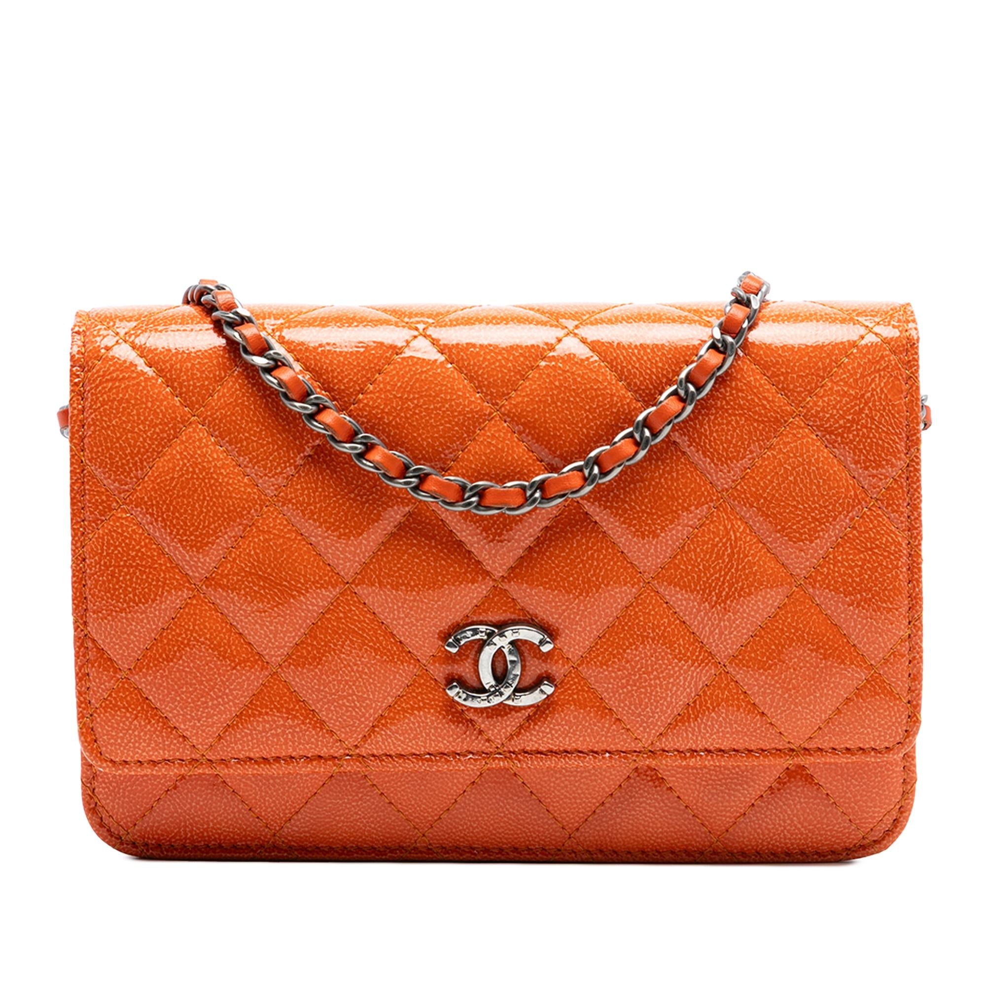 Chanel Paris Dallas CC Quilted Patent Goatskin Wallet on Chain