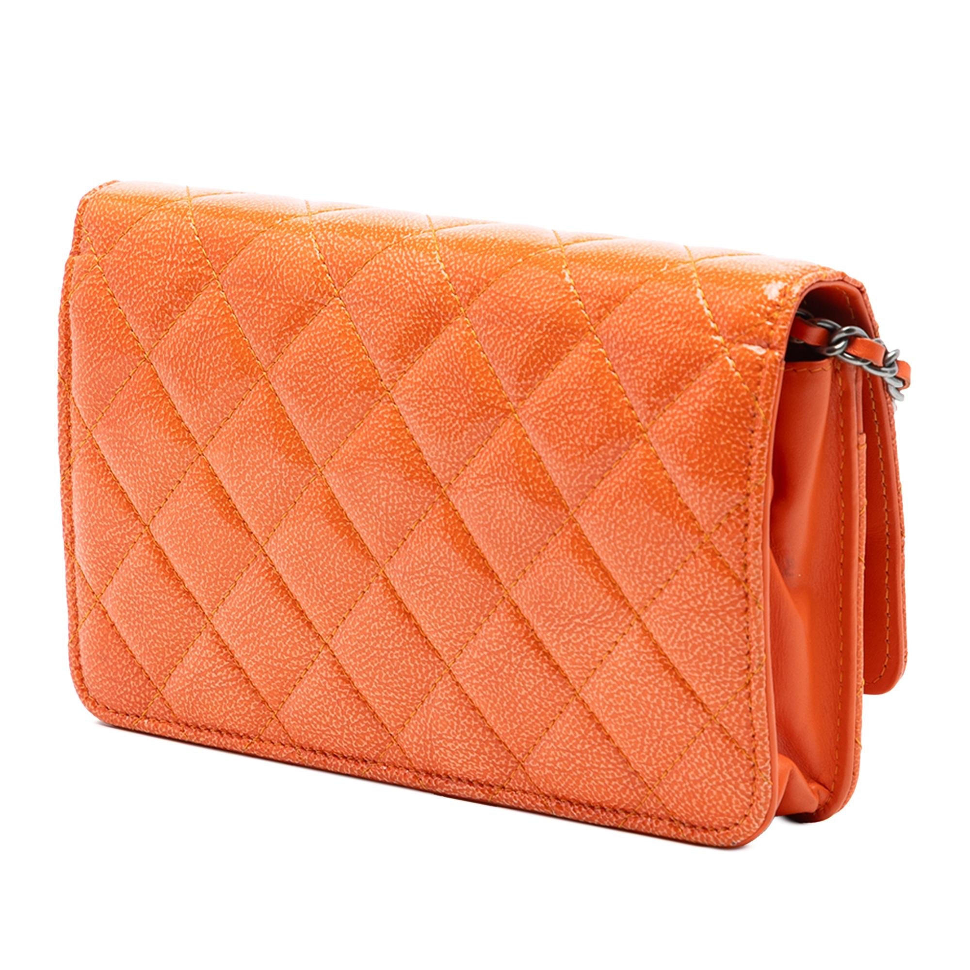 Chanel Paris Dallas CC Quilted Patent Goatskin Wallet on Chain