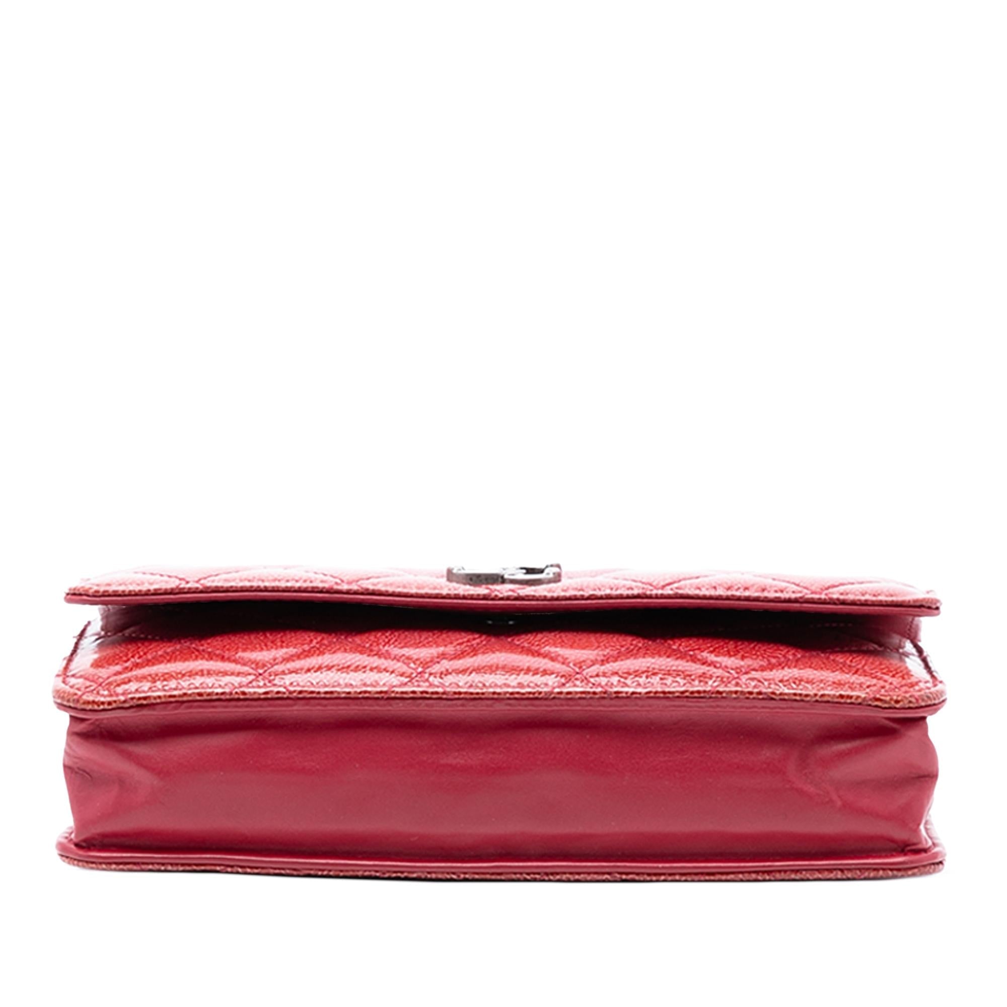 Chanel Paris Dallas CC Quilted Patent Goatskin Wallet on Chain