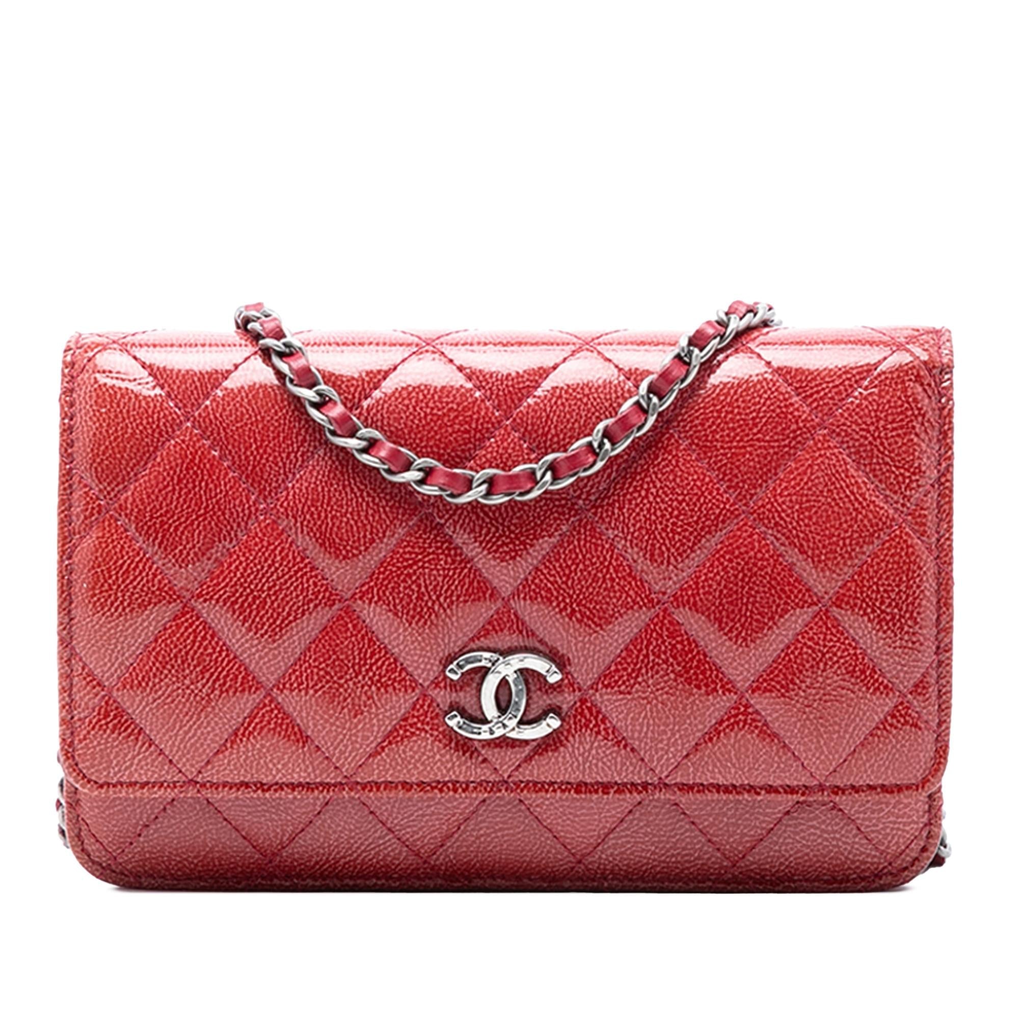 Chanel Paris Dallas CC Quilted Patent Goatskin Wallet on Chain