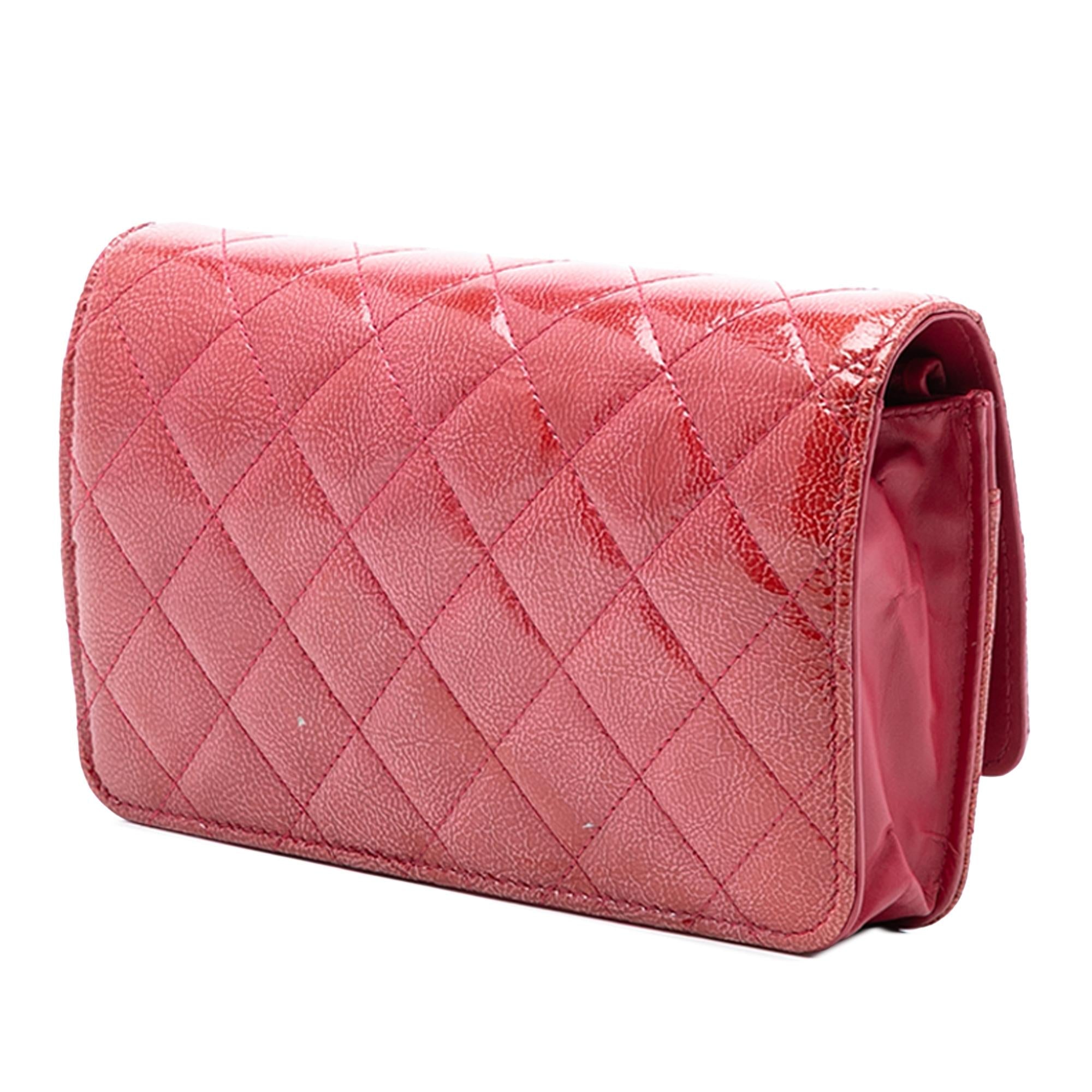 Chanel Paris Dallas CC Quilted Patent Goatskin Wallet on Chain