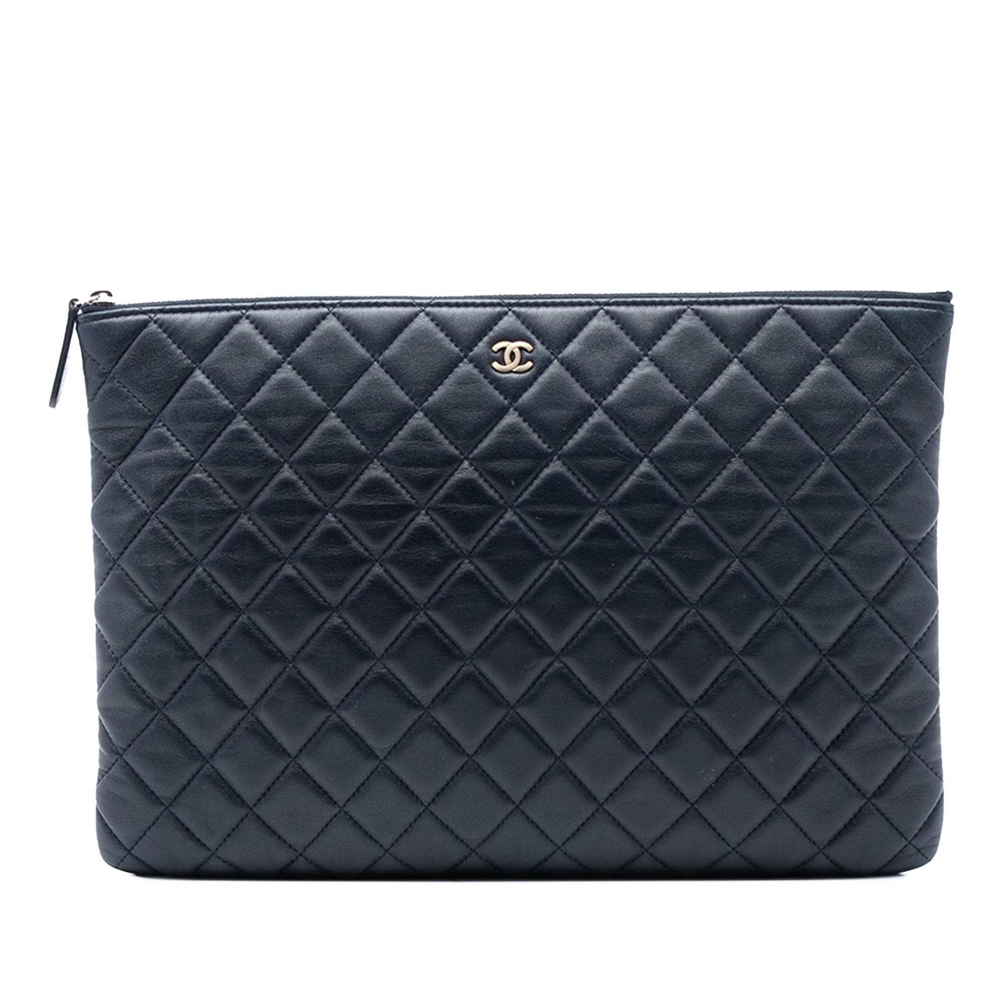 Chanel Paris Dubai Large CC Quilted Lambskin O Case Clutch