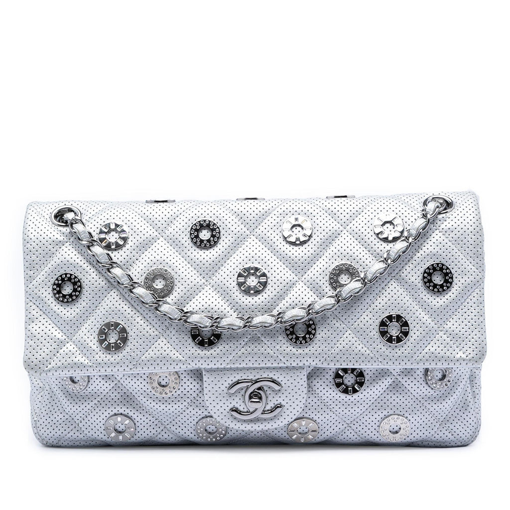 Chanel Paris Dubai Medium Perforated Metallic Lambskin Medals Flap
