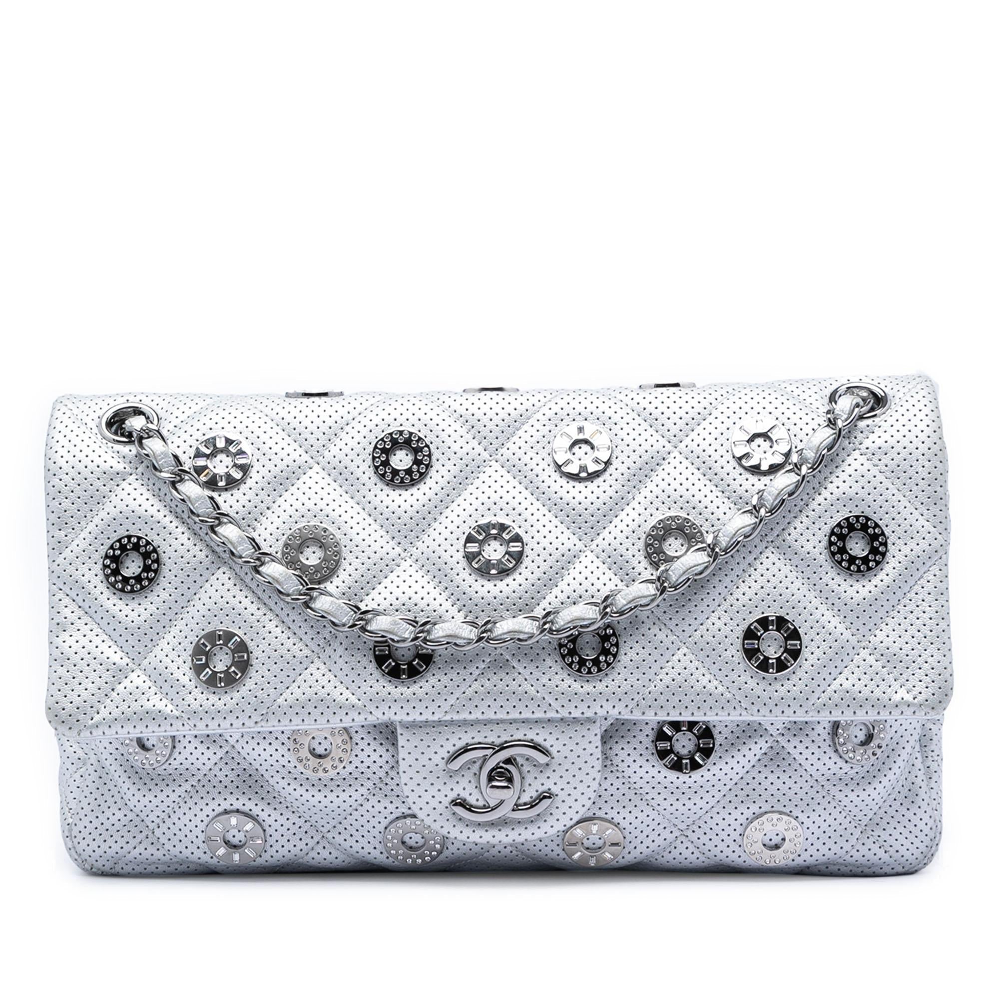 Chanel Paris Dubai Medium Perforated Metallic Lambskin Medals Flap