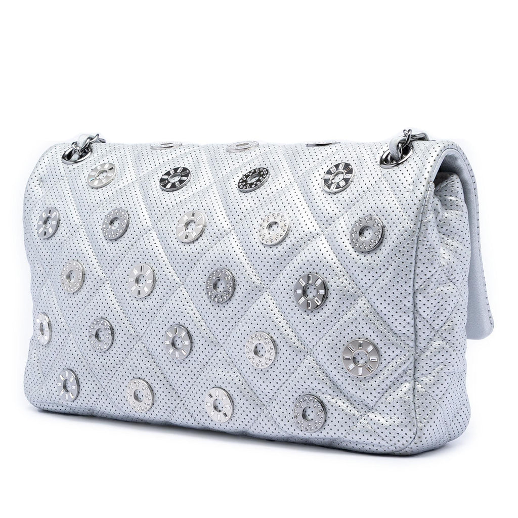 Chanel Paris Dubai Medium Perforated Metallic Lambskin Medals Flap