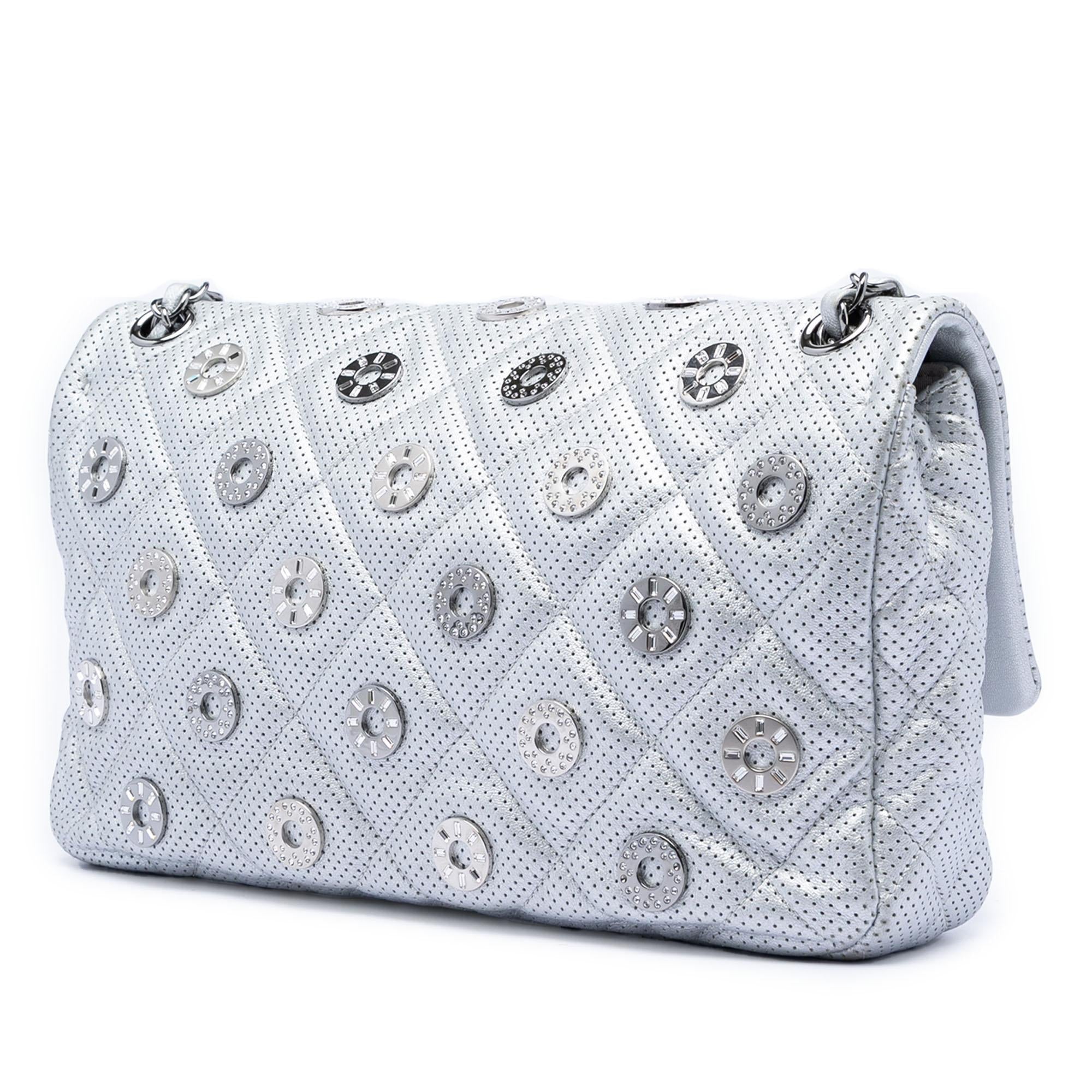 Chanel Paris Dubai Medium Perforated Metallic Lambskin Medals Flap