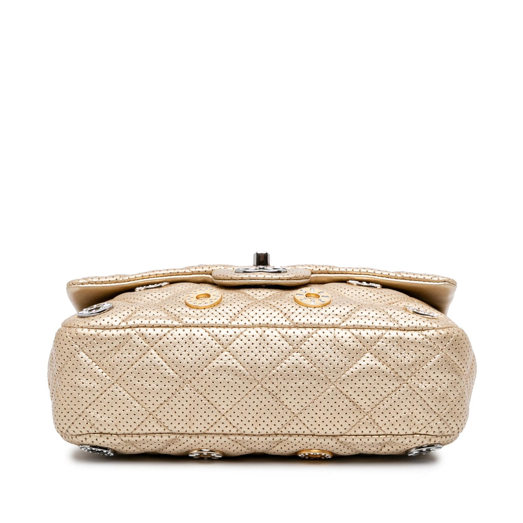 Chanel Paris-Dubai Small Perforated Metallic Lambskin Medals Flap