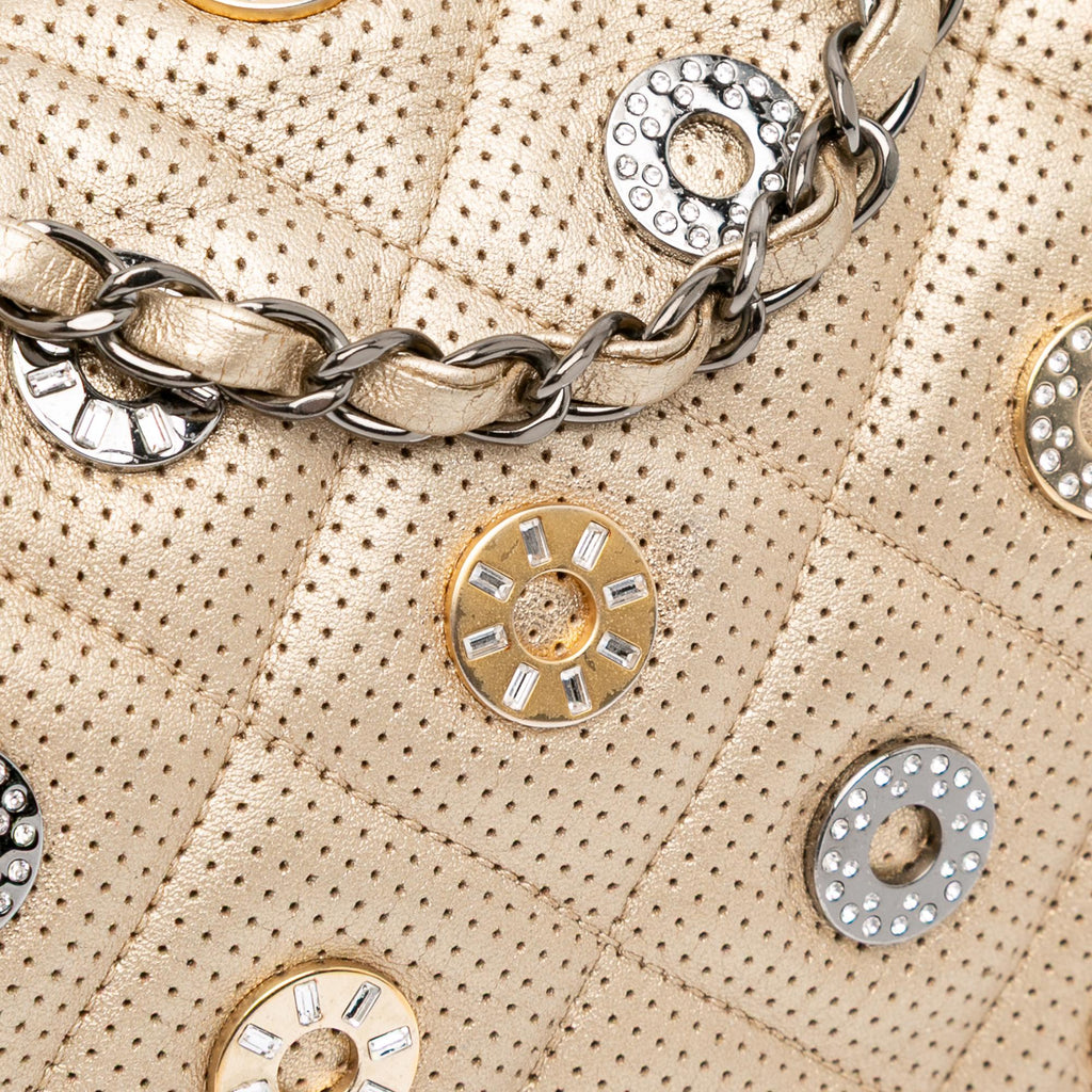 Chanel Paris-Dubai Small Perforated Metallic Lambskin Medals Flap