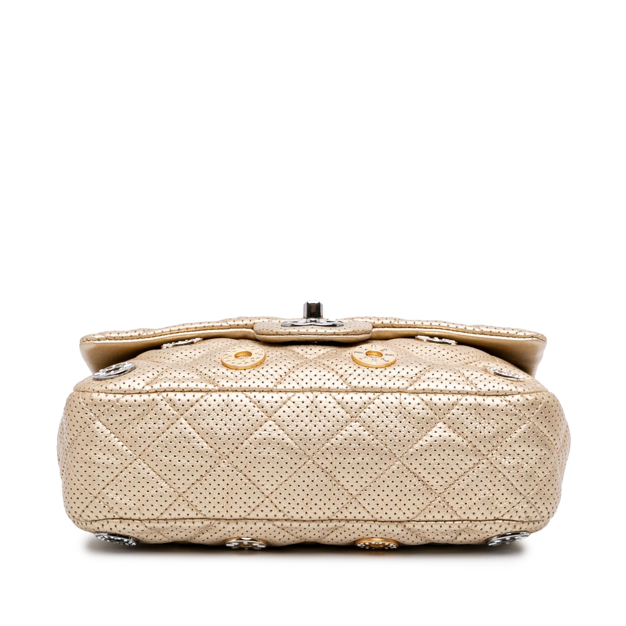 Chanel Paris-Dubai Small Perforated Metallic Lambskin Medals Flap