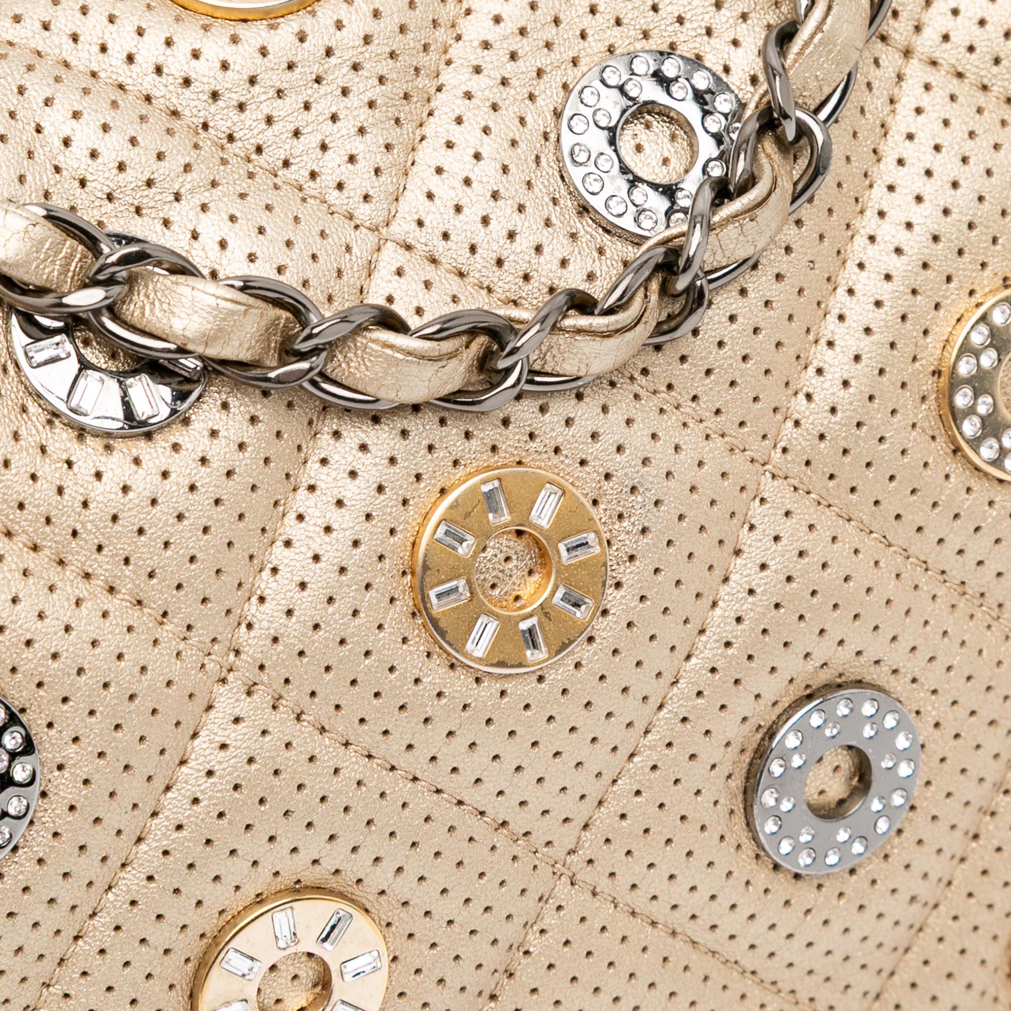 Chanel Paris-Dubai Small Perforated Metallic Lambskin Medals Flap