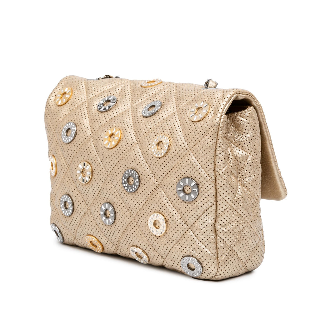 Chanel Paris-Dubai Small Perforated Metallic Lambskin Medals Flap