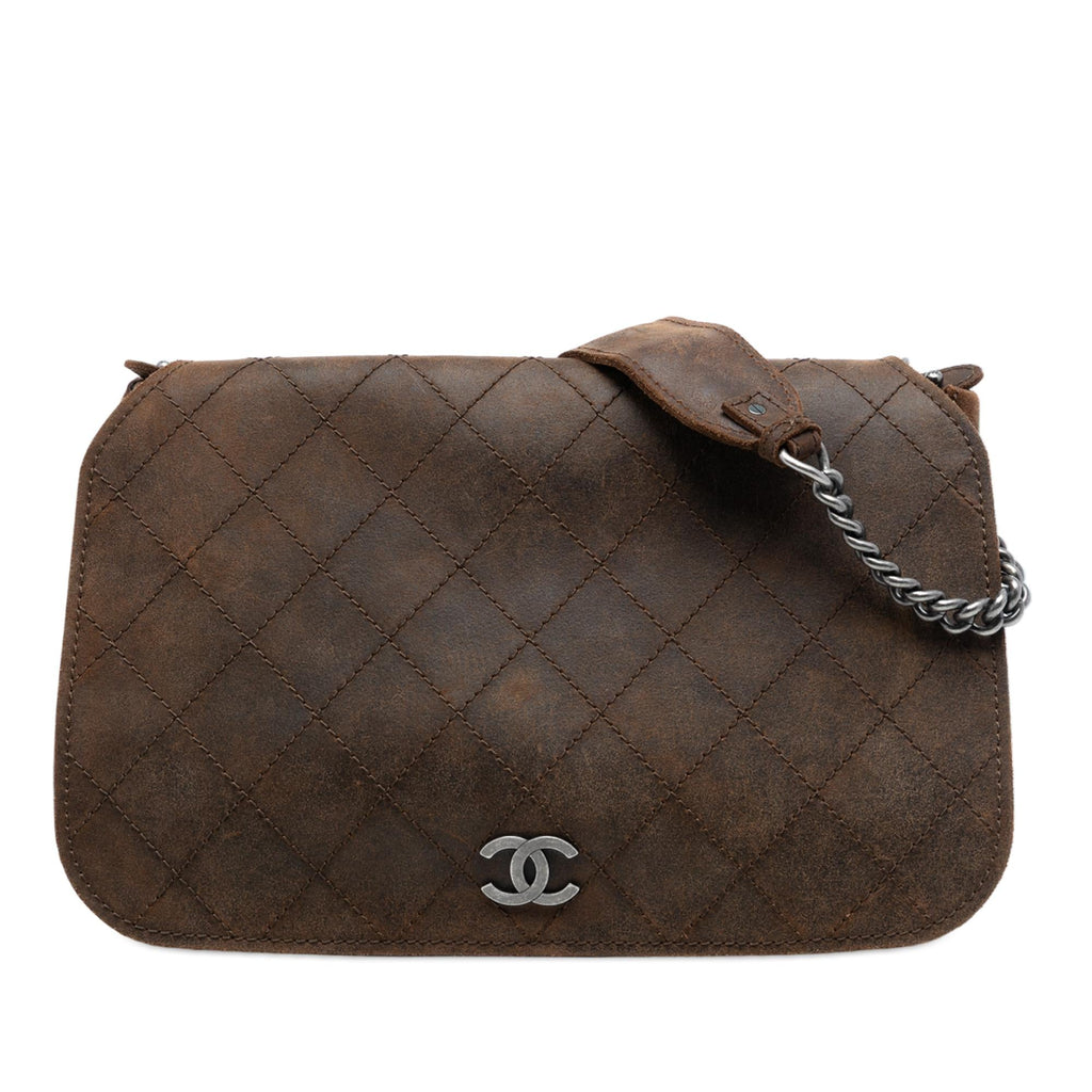 Chanel Paris Edinburgh Large Quilted Nubuck Highlander Messenger Bag