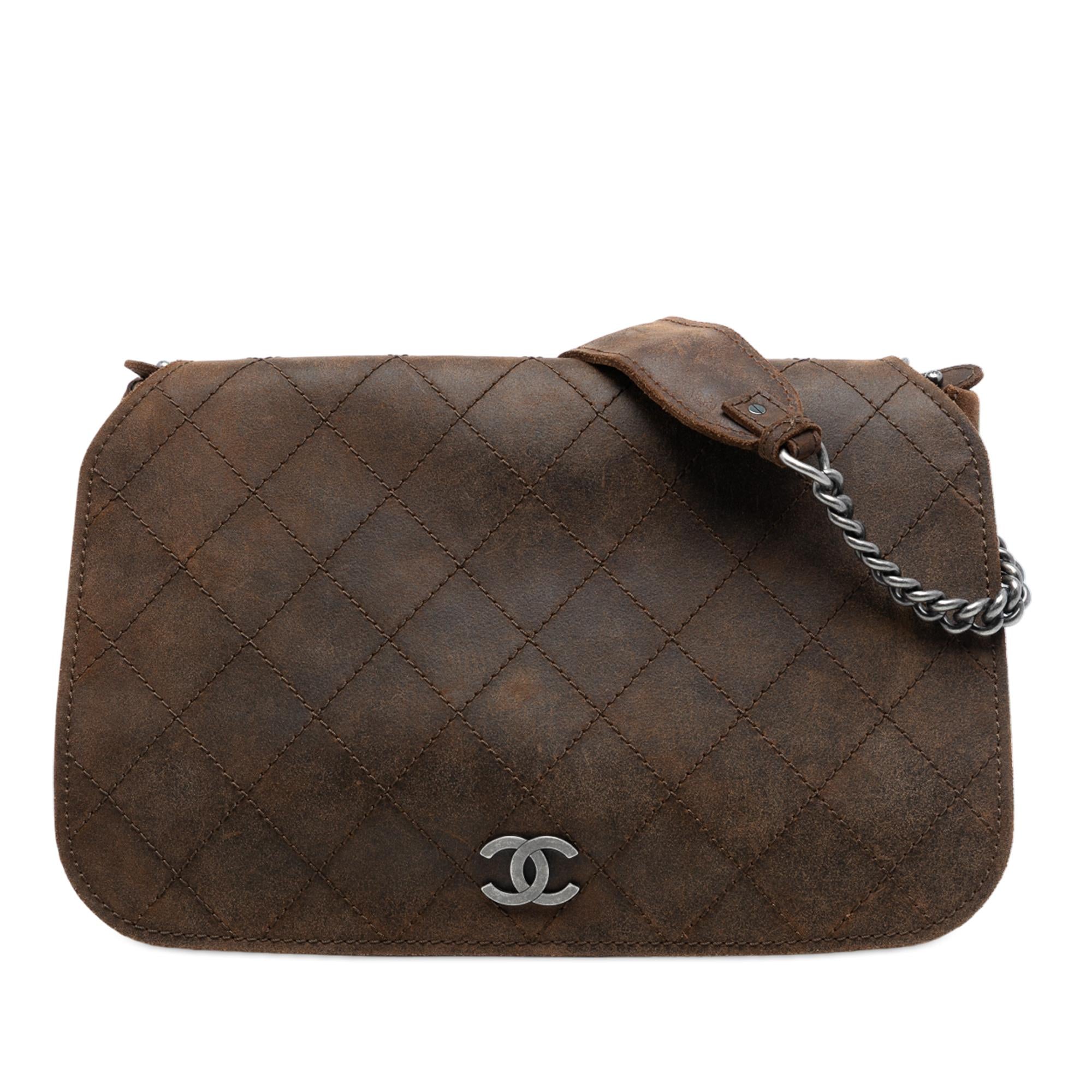 Chanel Paris Edinburgh Large Quilted Nubuck Highlander Messenger Bag