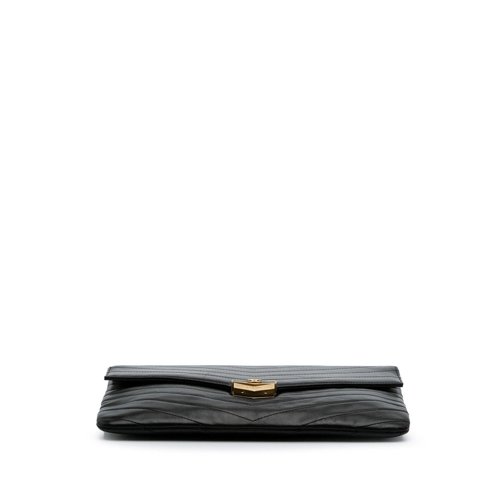 Chanel Paris Hamburg Chevron Lambskin Clutch