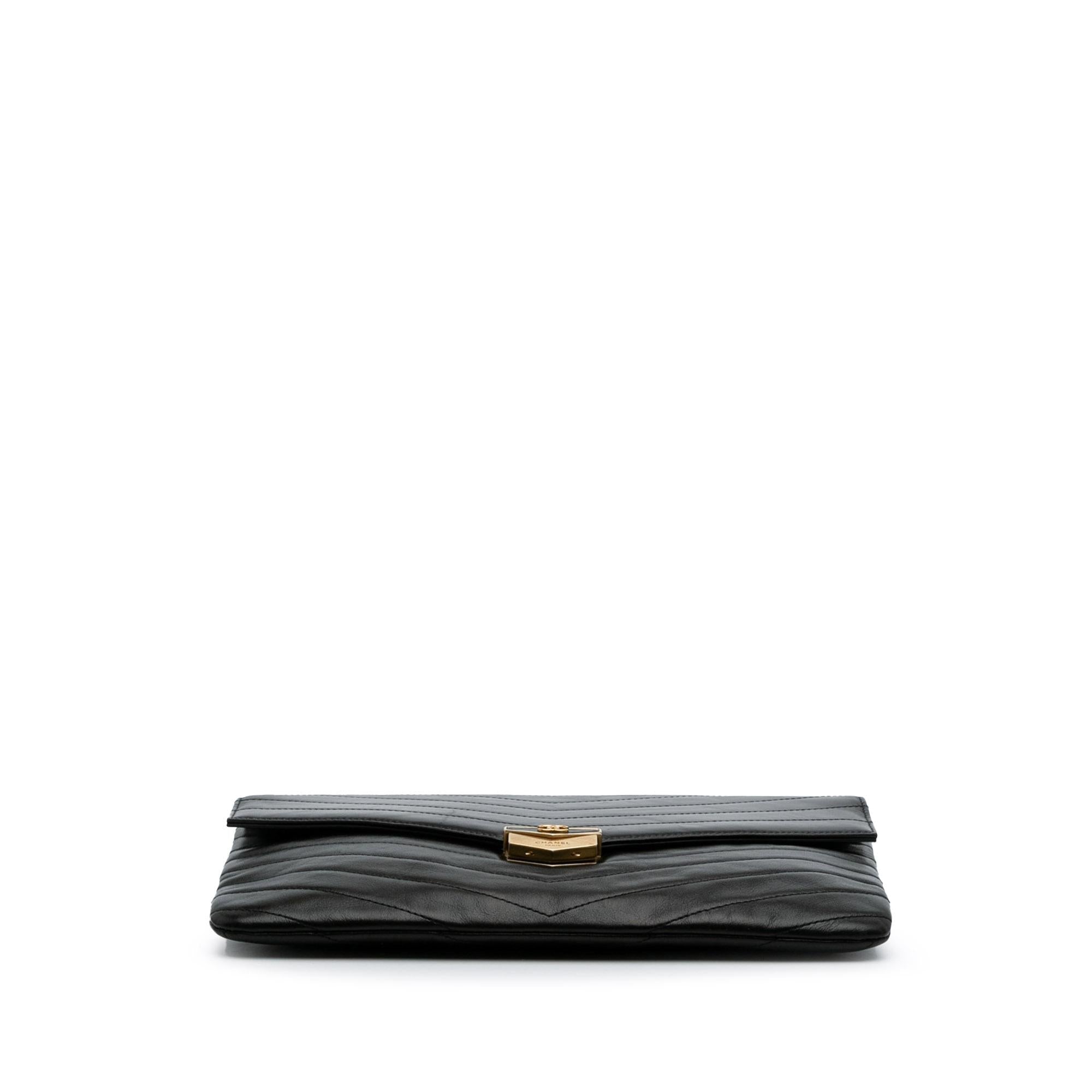 Chanel Paris Hamburg Chevron Lambskin Clutch