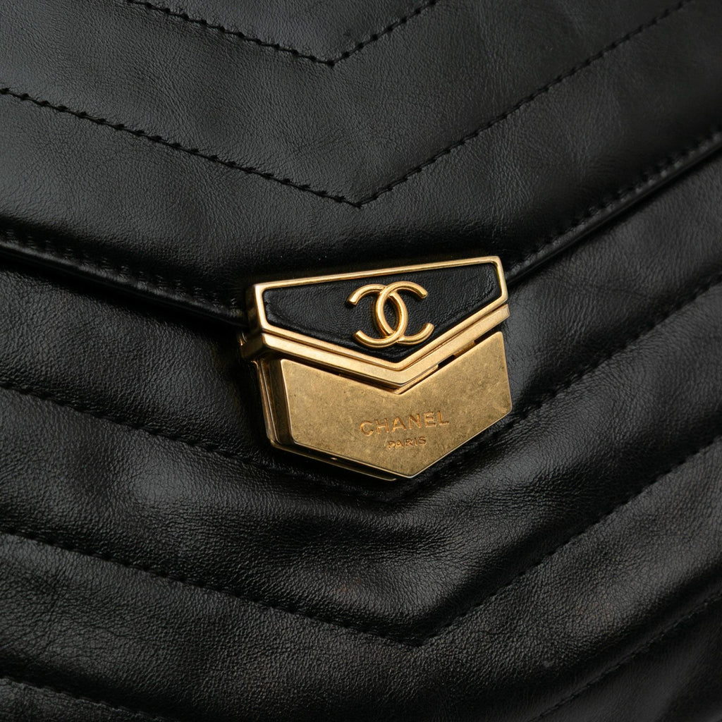 Chanel Paris Hamburg Chevron Lambskin Clutch
