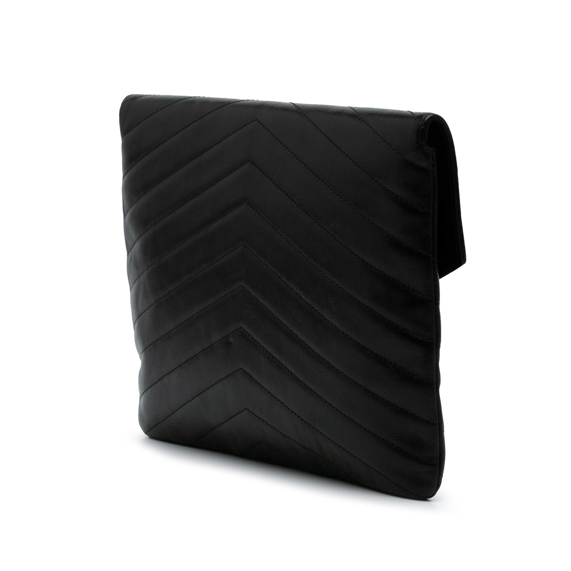 Chanel Paris Hamburg Chevron Lambskin Clutch