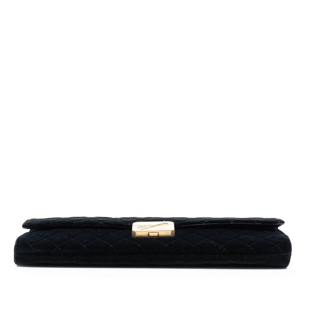 Chanel Paris Hamburg Quilted Velvet Clutch