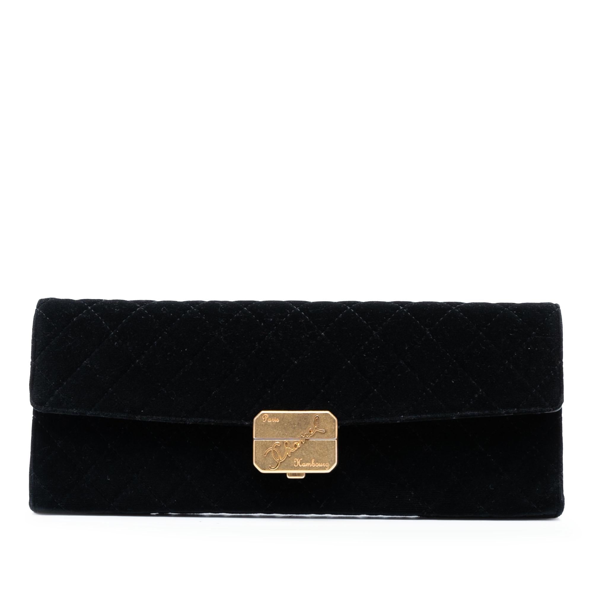 Chanel Paris Hamburg Quilted Velvet Clutch
