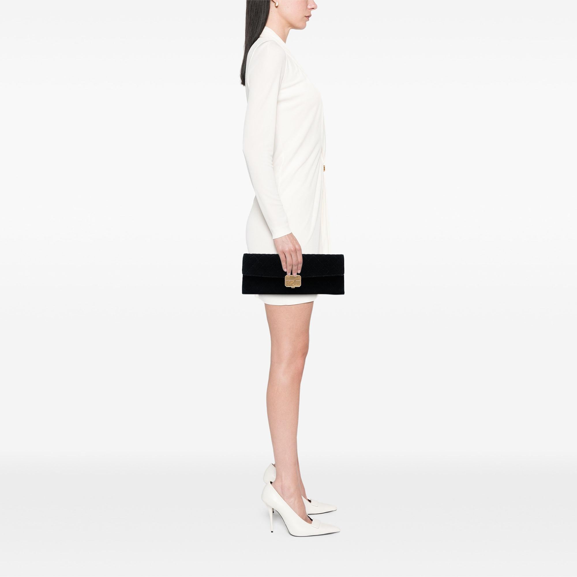 Chanel Paris Hamburg Quilted Velvet Clutch