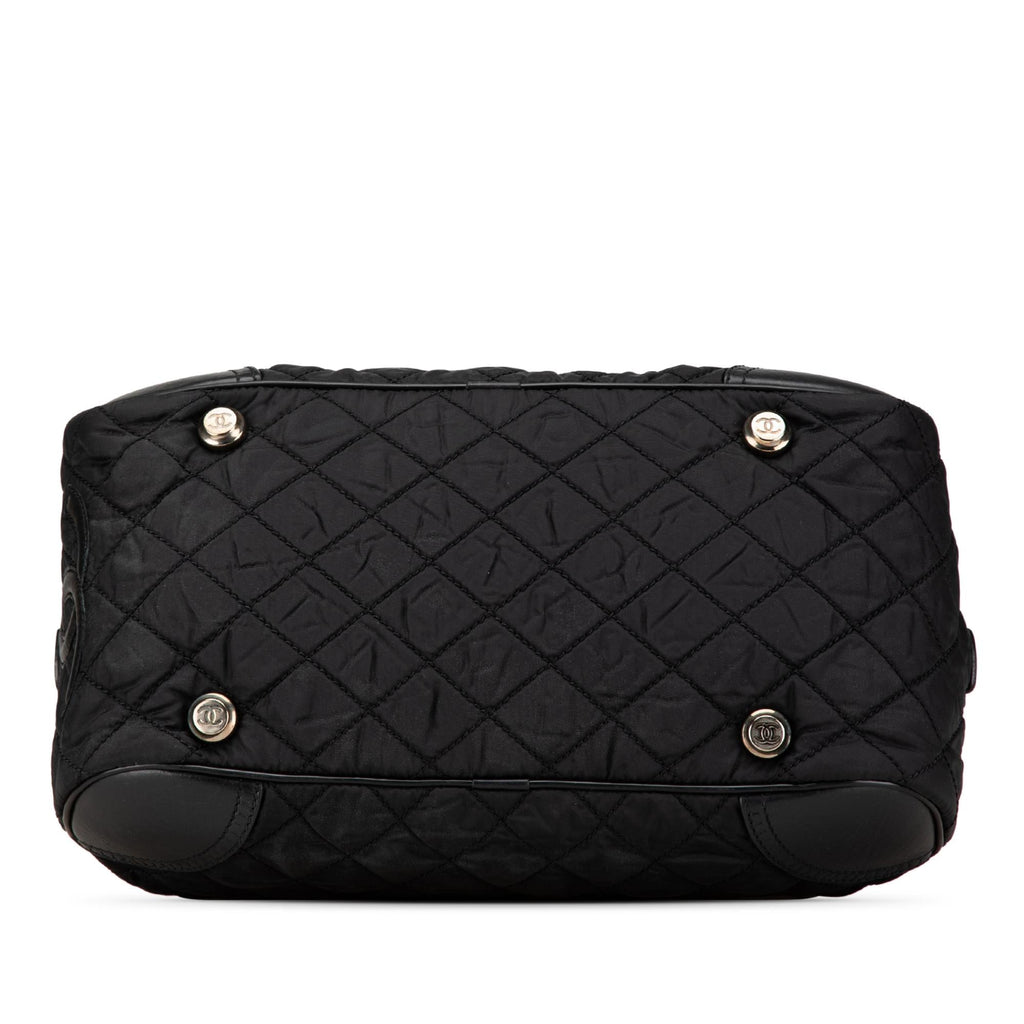 Chanel Paris New York Quilted Nylon Duffle Handbag
