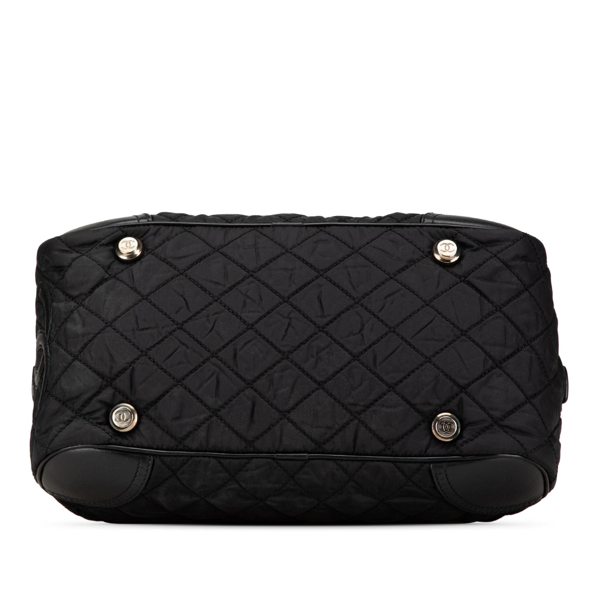 Chanel Paris New York Quilted Nylon Duffle Handbag