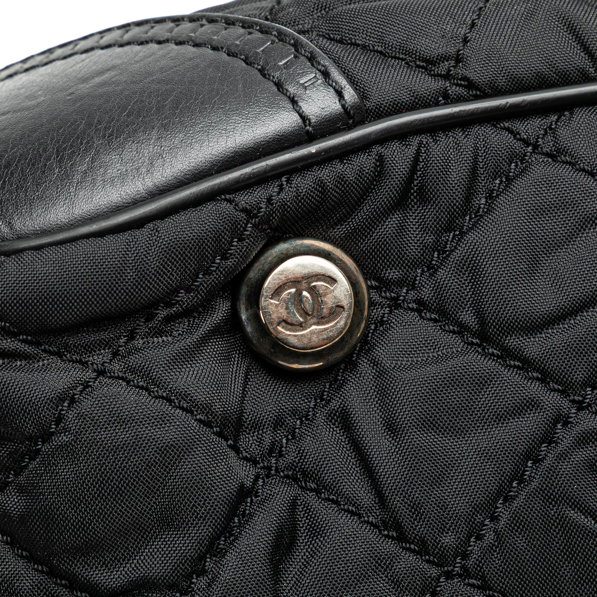 Chanel Paris New York Quilted Nylon Duffle Handbag