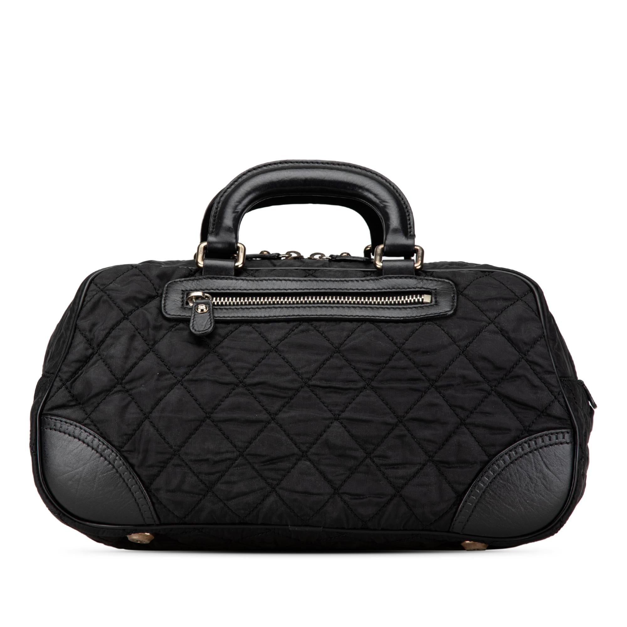 Chanel Paris New York Quilted Nylon Duffle Handbag