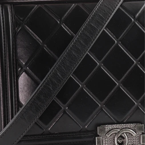 CHANEL PARIS SALZBURG CALFSKIN EMBOSSED BOY FLAP BAG