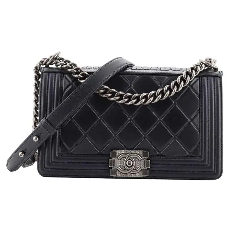 CHANEL PARIS SALZBURG CALFSKIN EMBOSSED BOY FLAP BAG