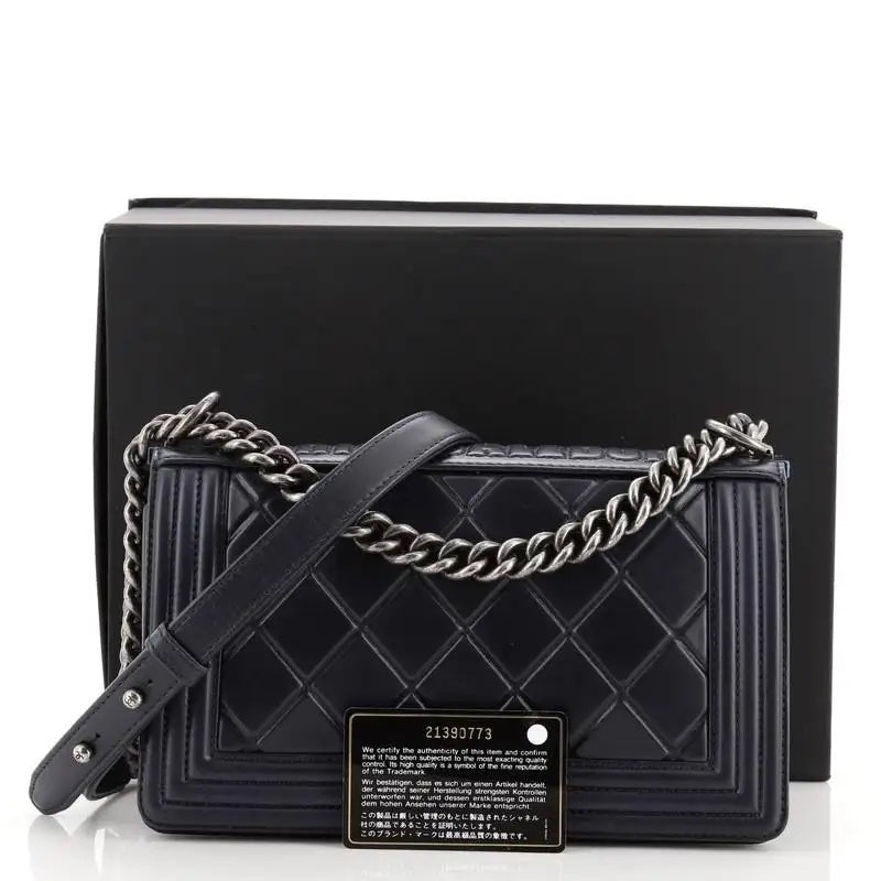 CHANEL PARIS SALZBURG CALFSKIN EMBOSSED BOY FLAP BAG