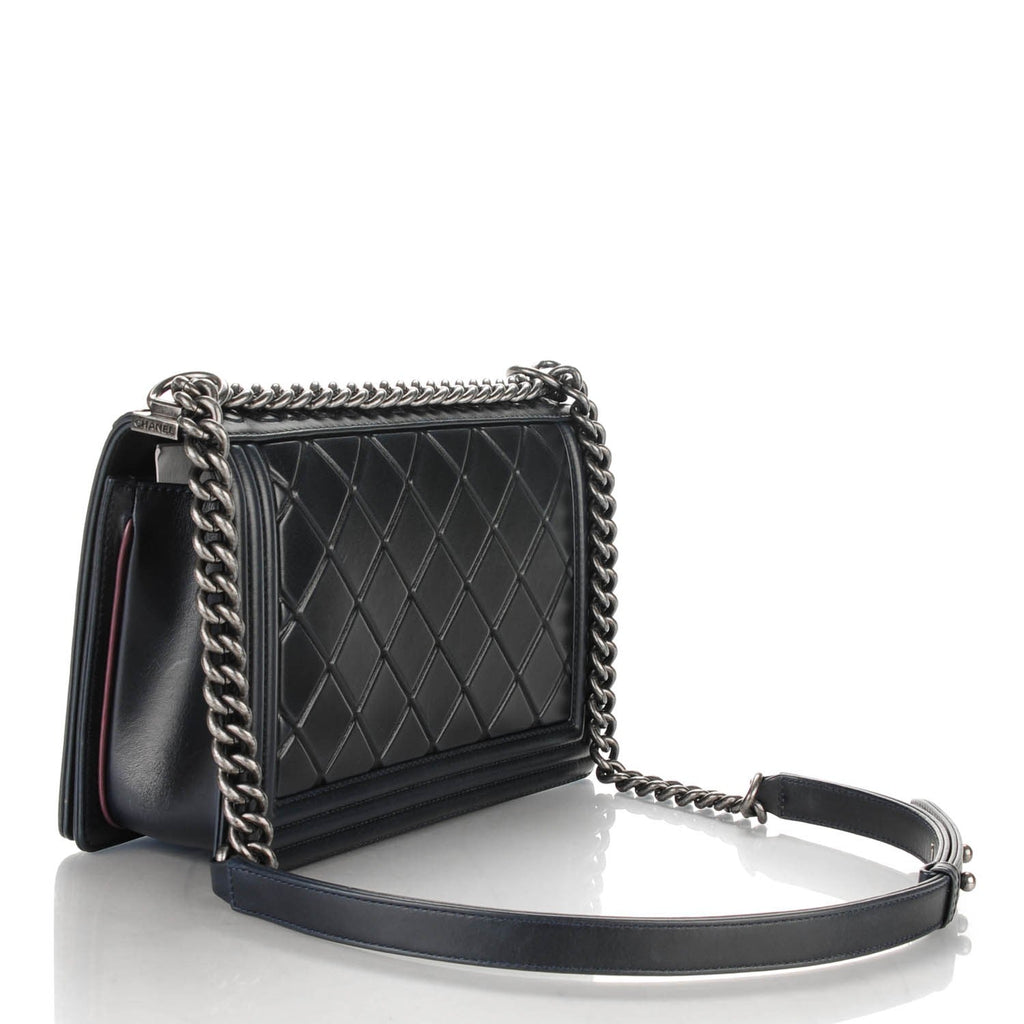 CHANEL PARIS SALZBURG CALFSKIN EMBOSSED BOY FLAP BAG