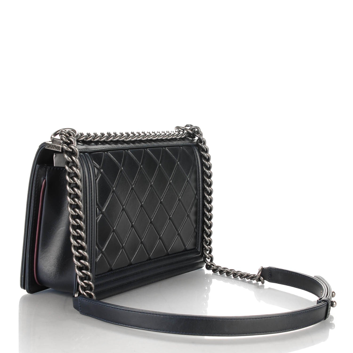 CHANEL PARIS SALZBURG CALFSKIN EMBOSSED BOY FLAP BAG