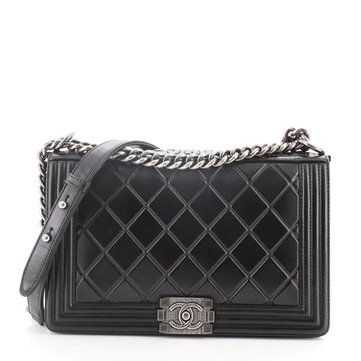 CHANEL PARIS SALZBURG CALFSKIN EMBOSSED BOY FLAP BAG