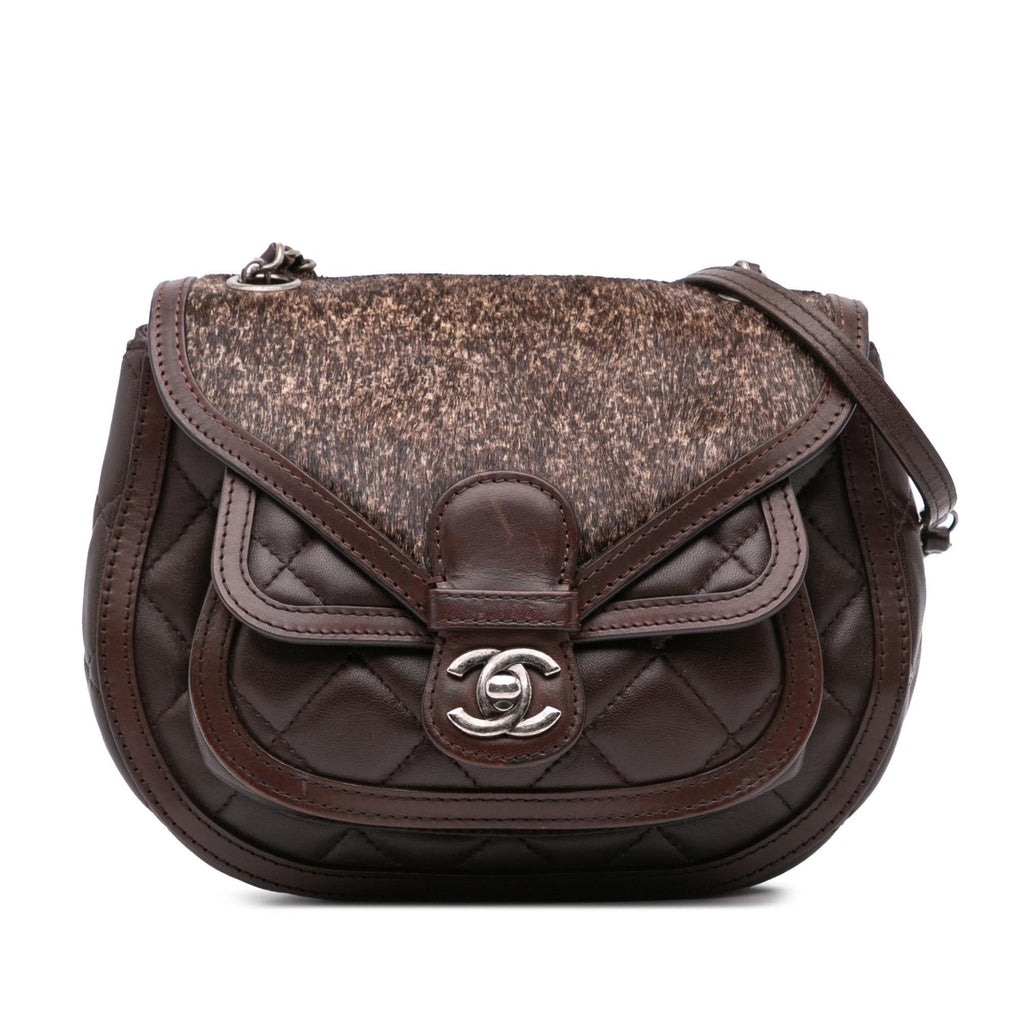 Chanel Paris-Salzburg Quilted Lambskin and Pony Hair Saddle Crossbody