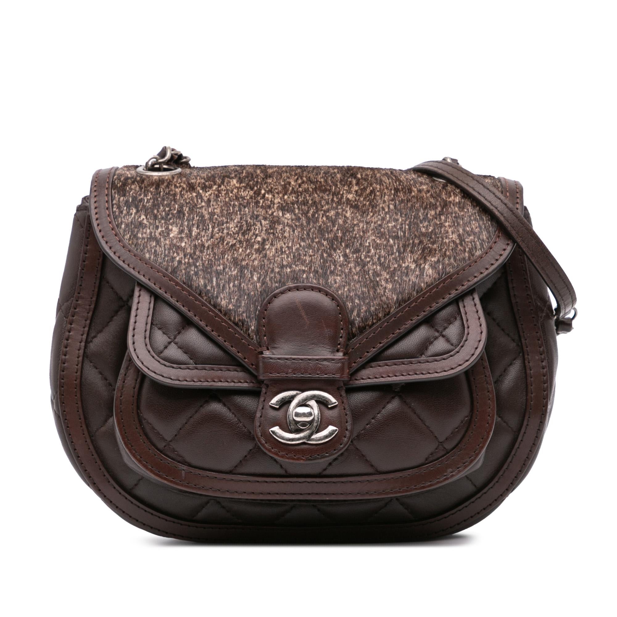 Chanel Paris-Salzburg Quilted Lambskin and Pony Hair Saddle Crossbody