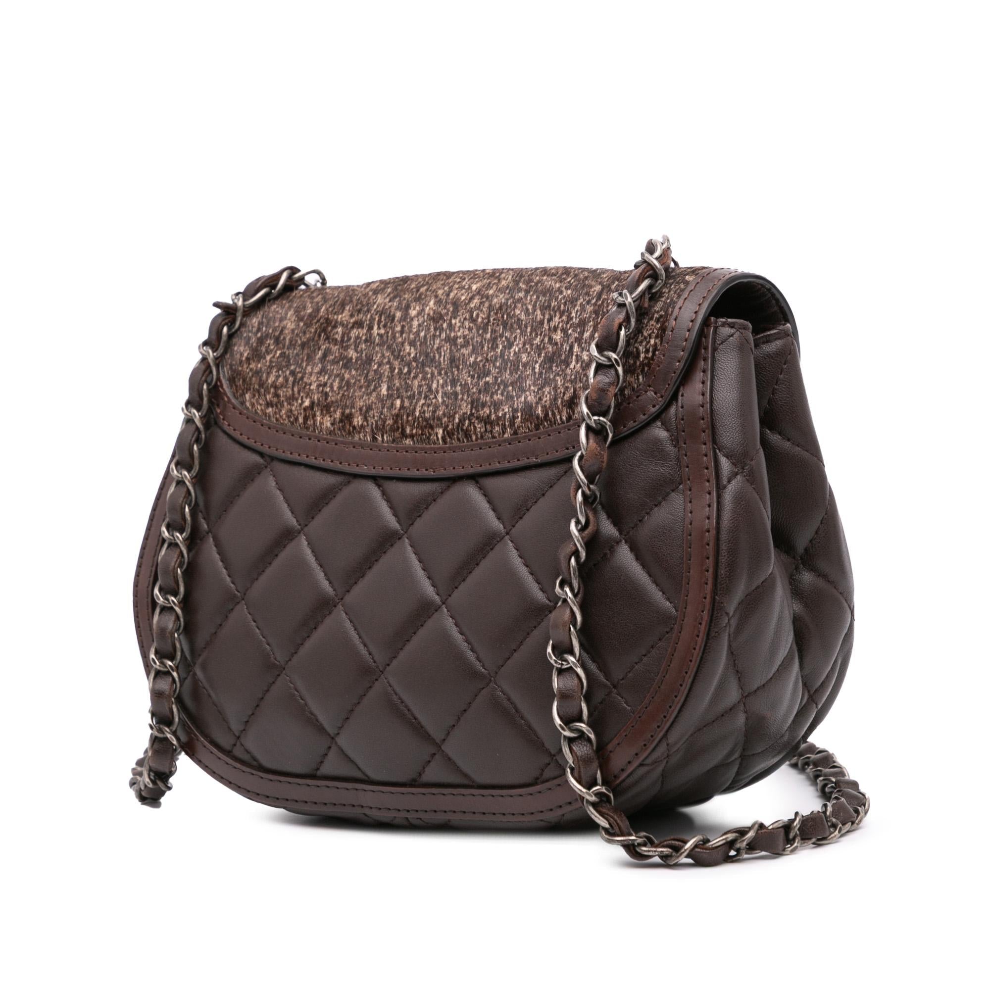 Chanel Paris-Salzburg Quilted Lambskin and Pony Hair Saddle Crossbody