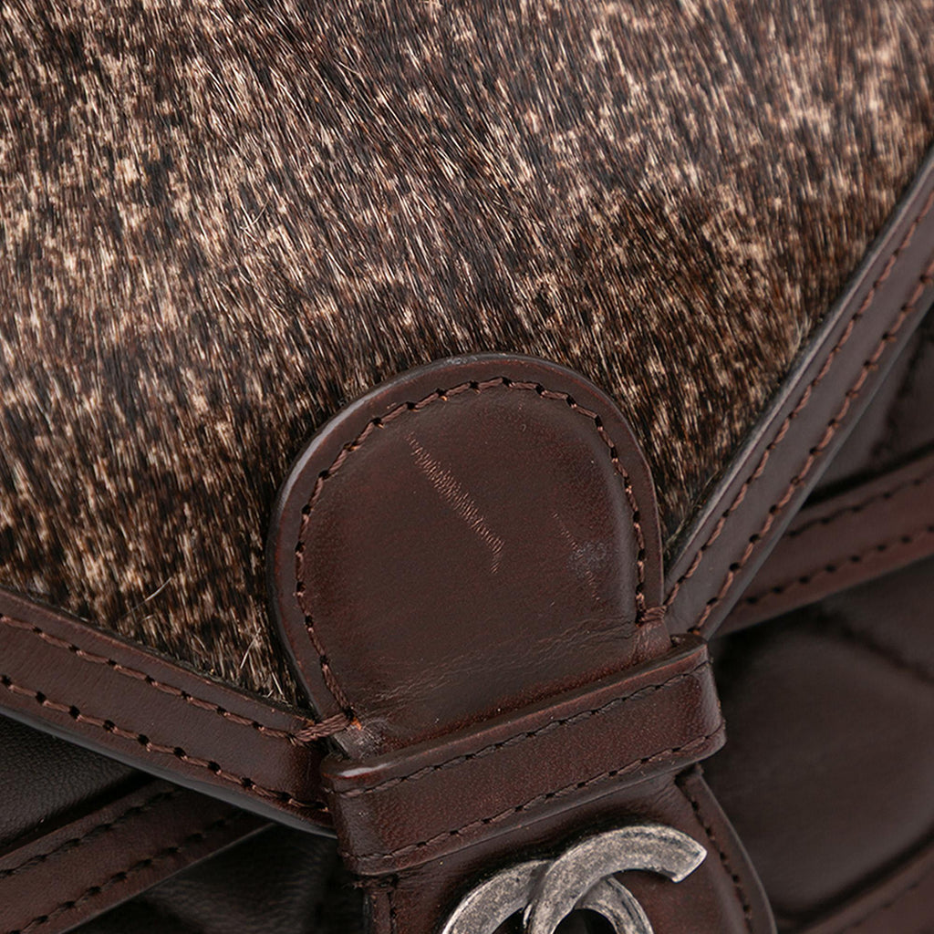 Chanel Paris-Salzburg Quilted Lambskin and Pony Hair Saddle Crossbody